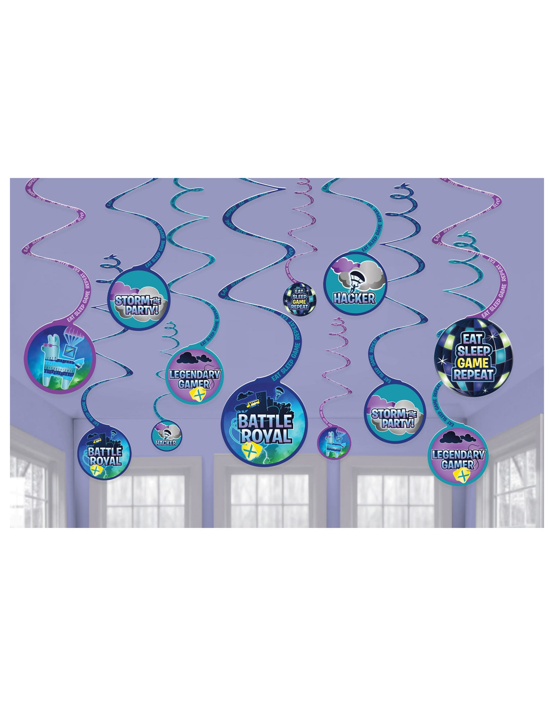 Battle Royale-Hängedeko Partydeko 12 Stück blau-violett 13 cm