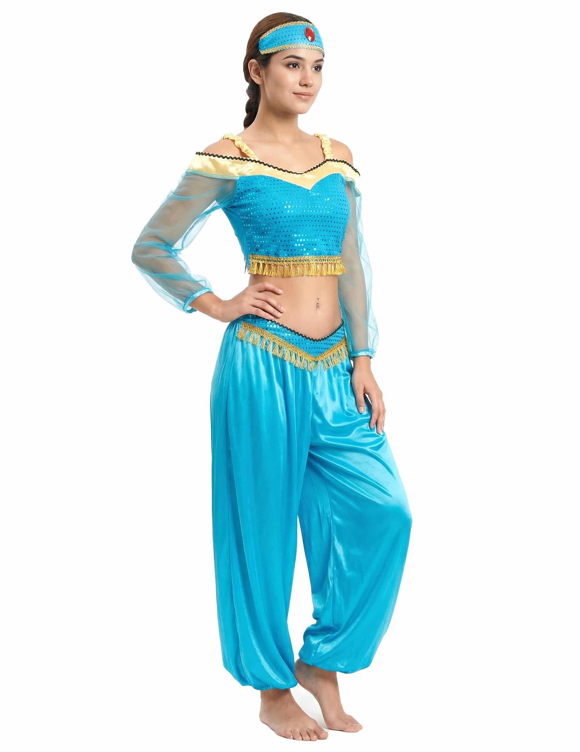 Bauchtänzerin Orientalisches Damenkostüm blau-gold