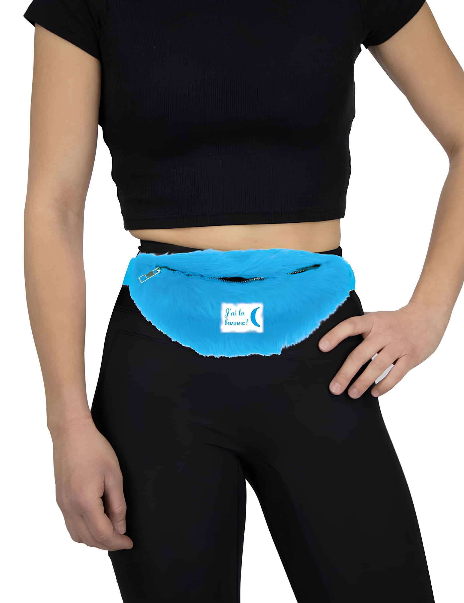 Bauchtasche Plüsch Blau für Erwachsene