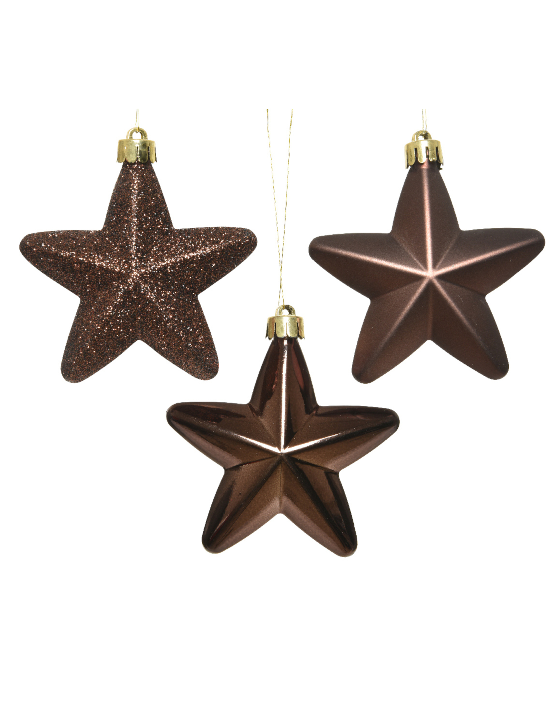 Baumschmuck in Sternen-Form Weihnachtsdeko braun 6 Stück 7