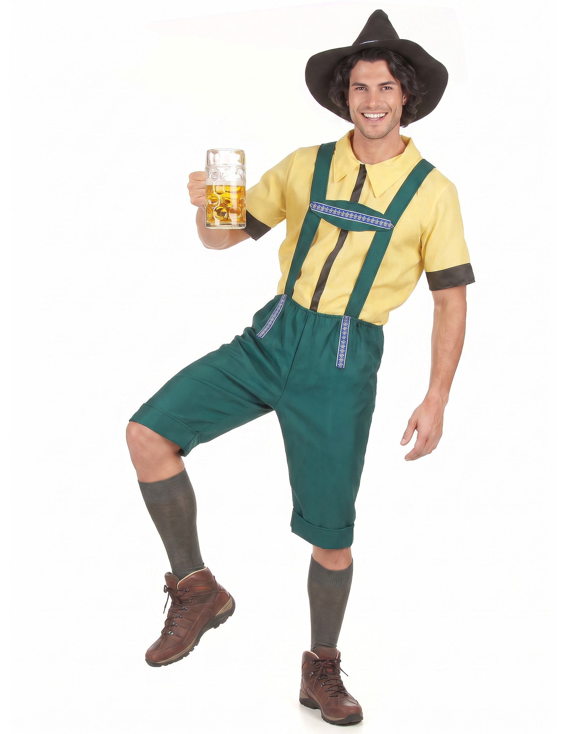 Bayer Lederhosen-Kostüm grün-gelb