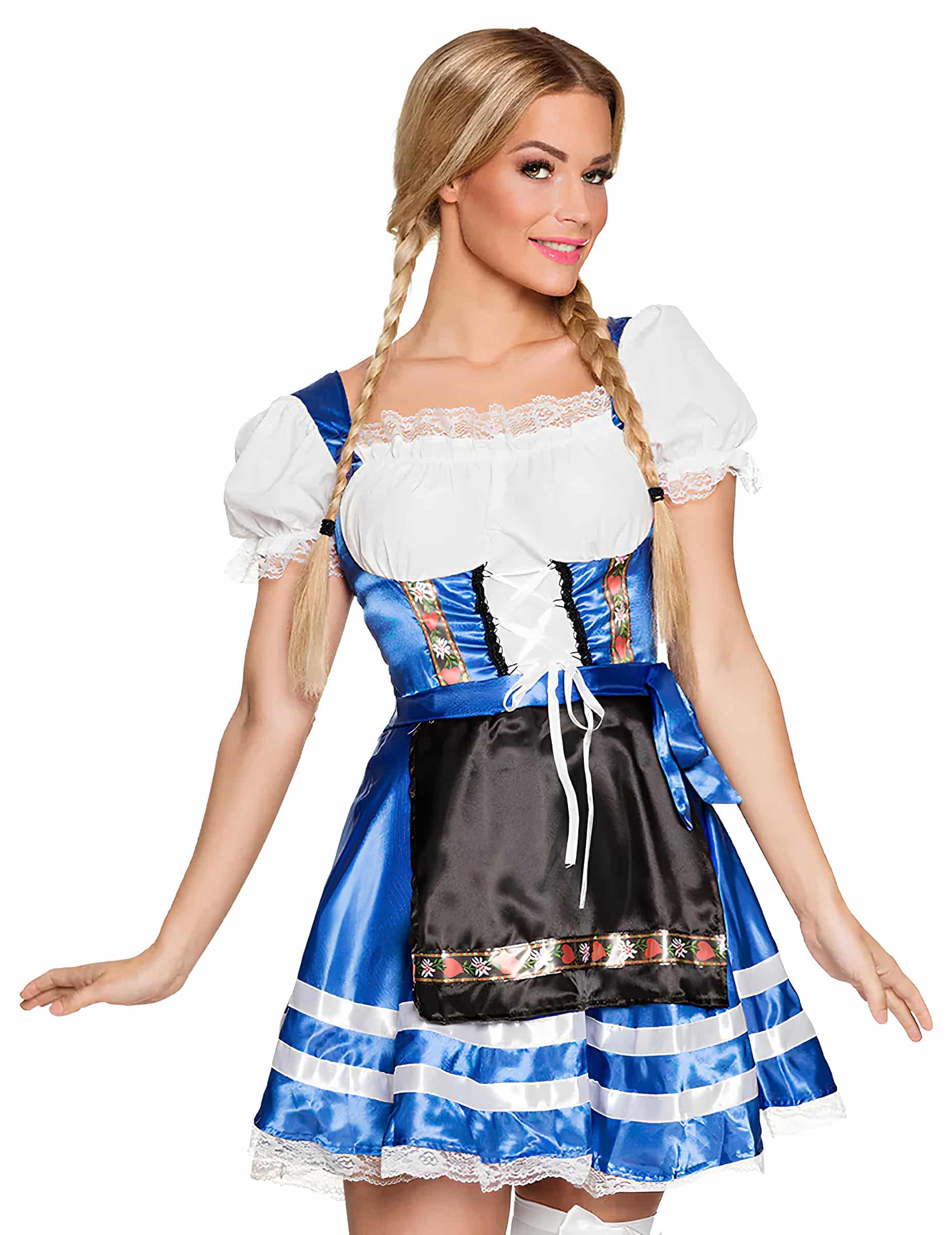Bayerin Damenkostüm kurzes Dirndl blau