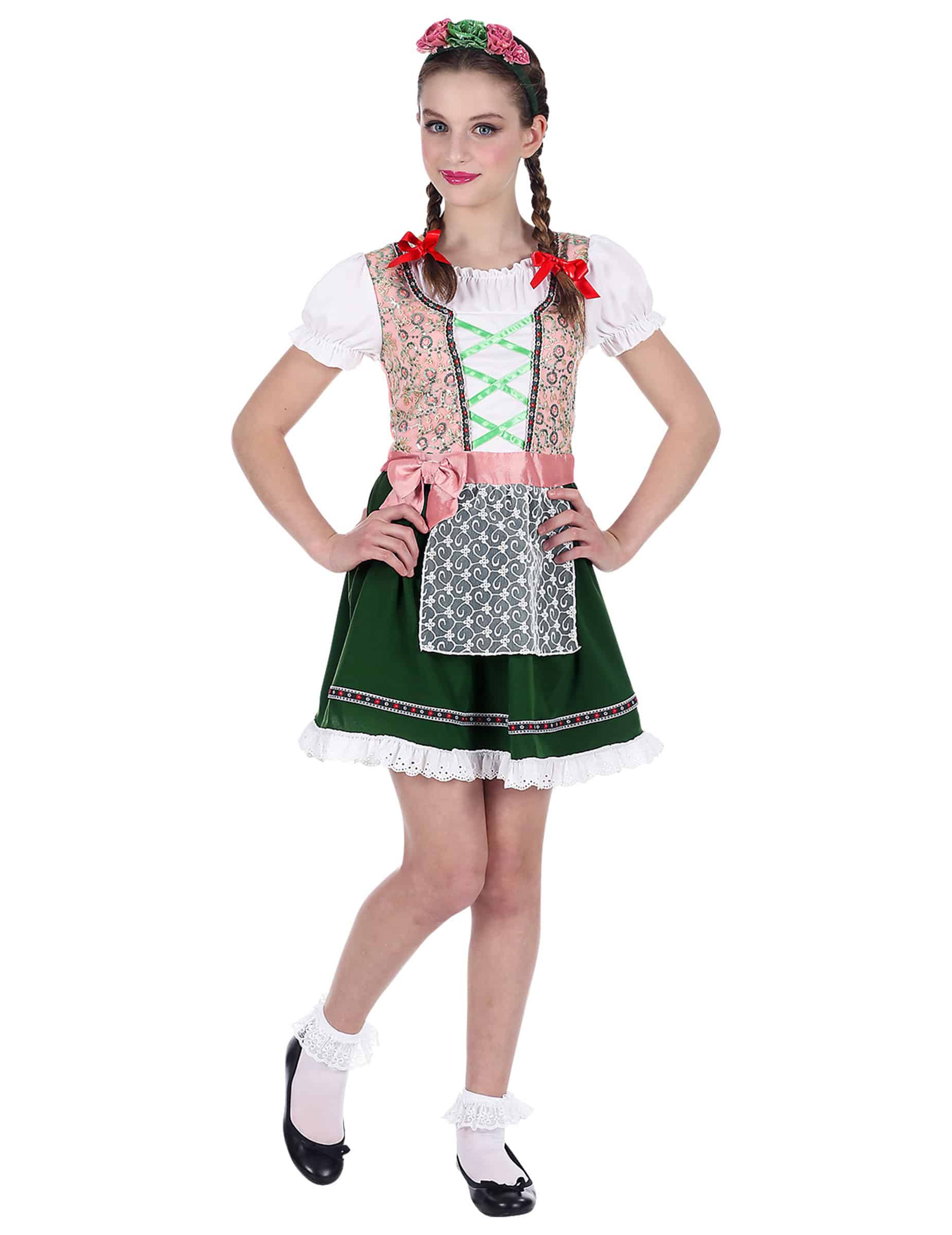 Bayerin Kinderkostüm Dirndl rosa und grün
