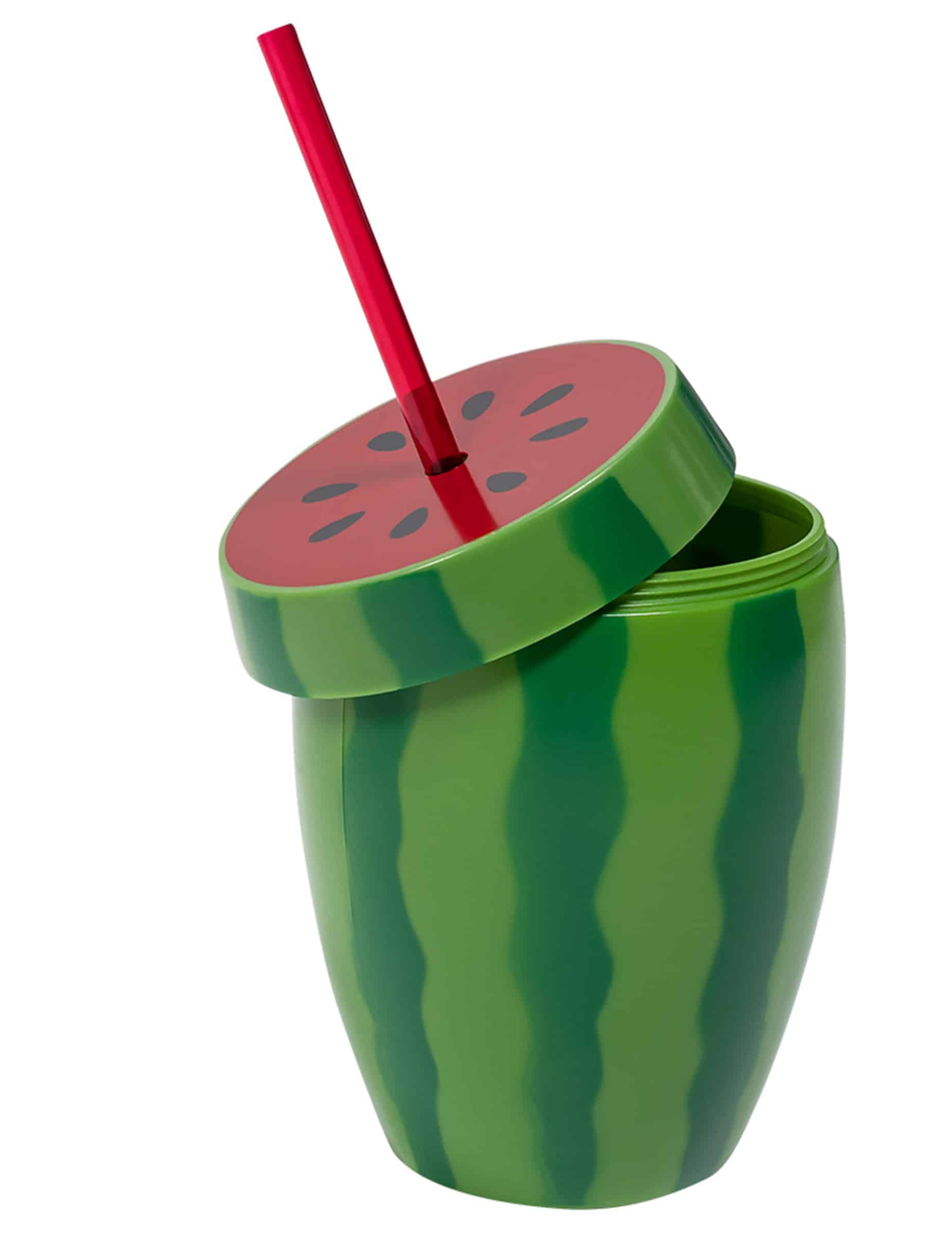 Becher Wassermelone mit Strohhalm