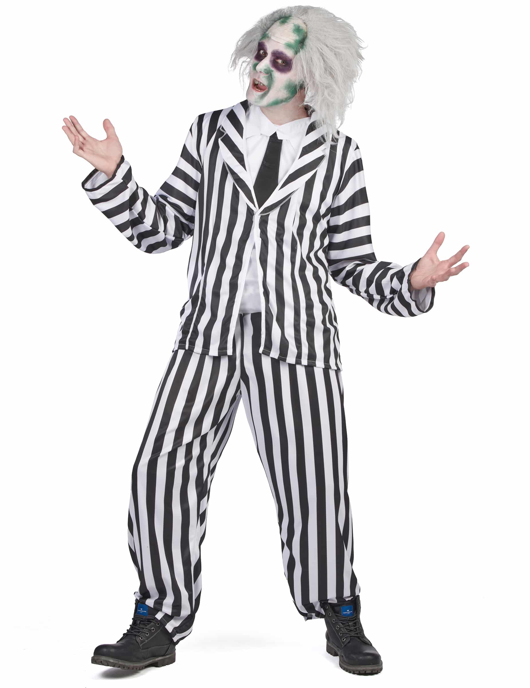 Beetlejuice-Kostüm für Herren Halloween schwarz-weiss