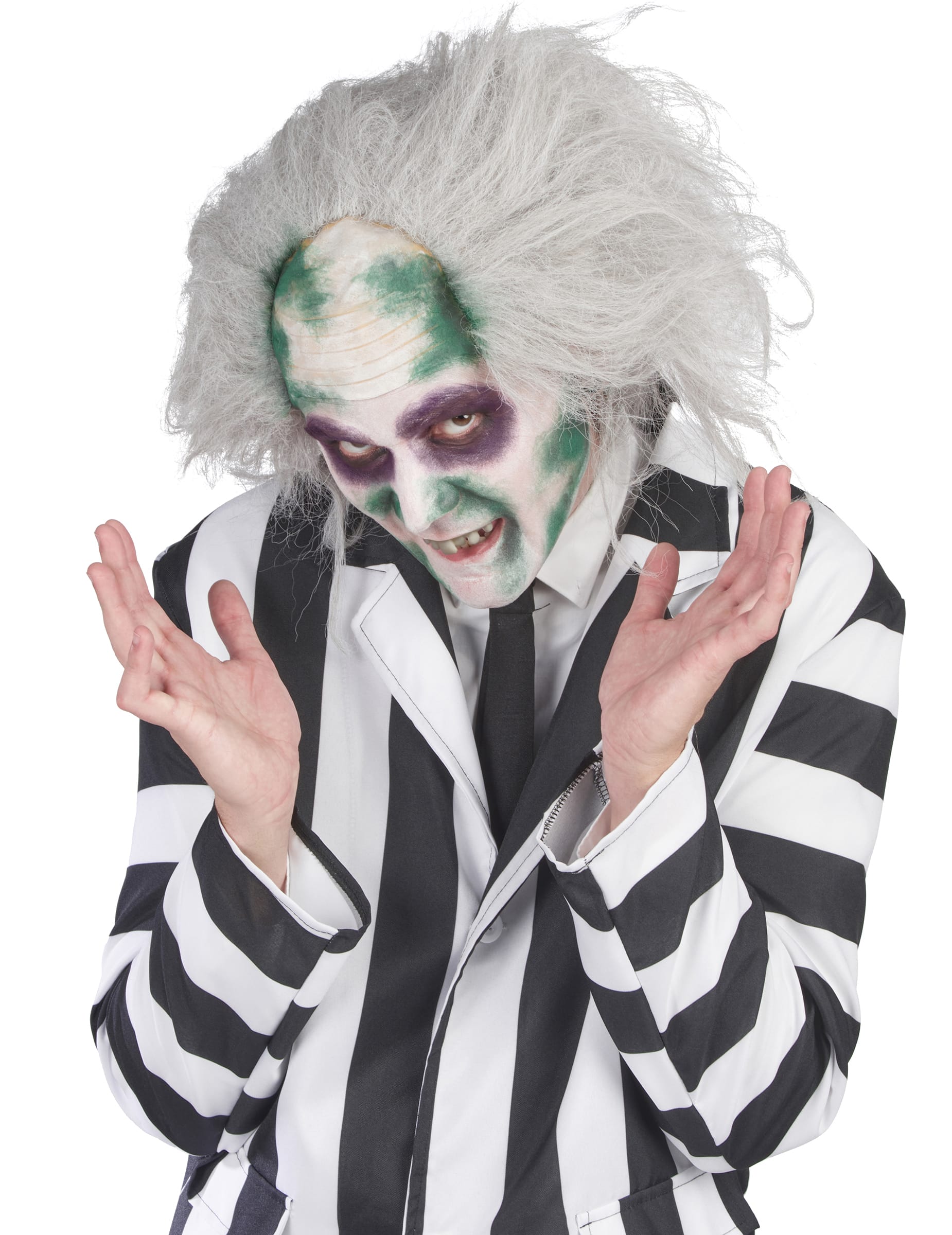 Beetlejuice-Perücke Halloween-Lizenzperücke weiss-grau-grün