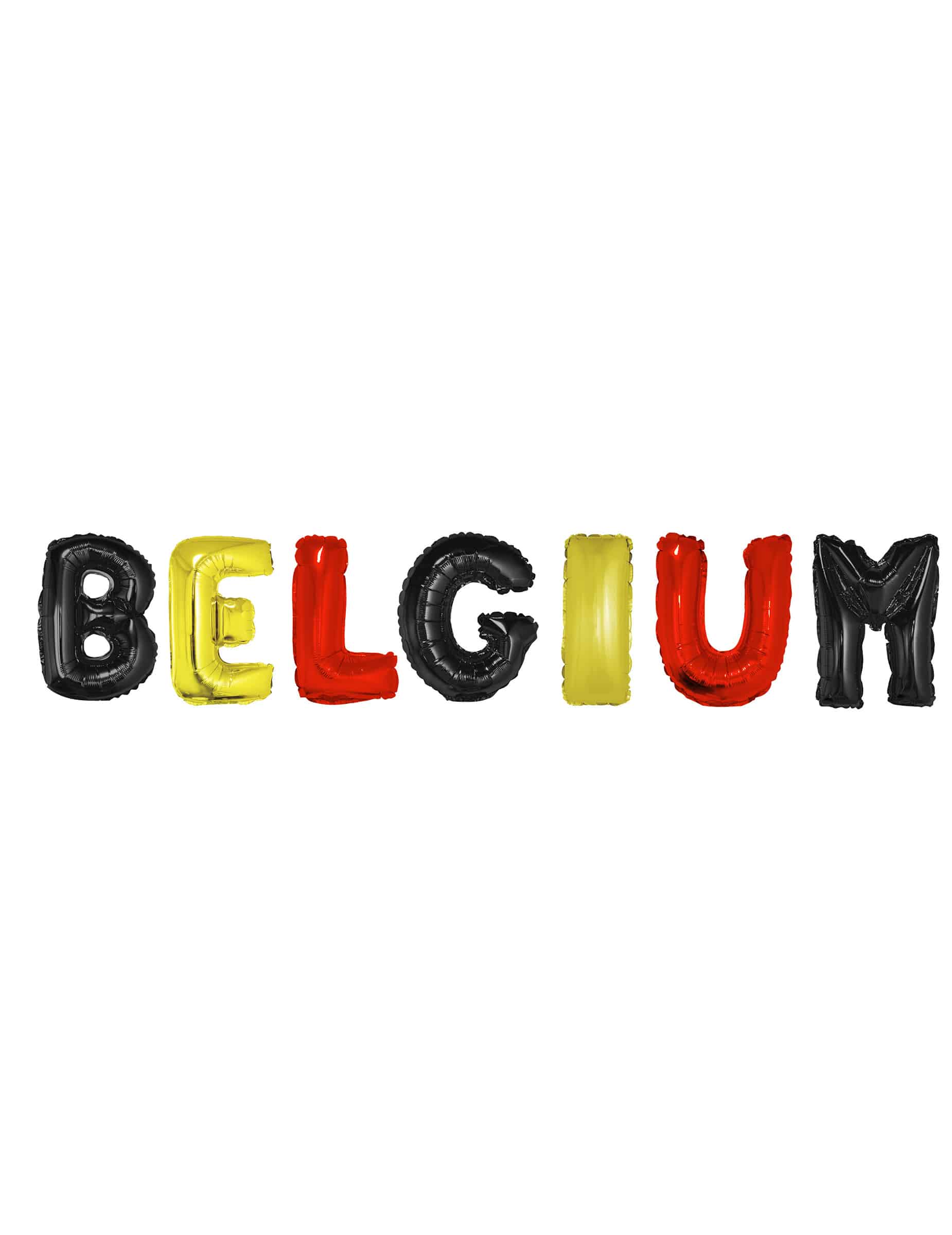 Belgien Buchstabenballons Aluminium Schwarz Gelb Rot 40 cm – Partydeko für Fans