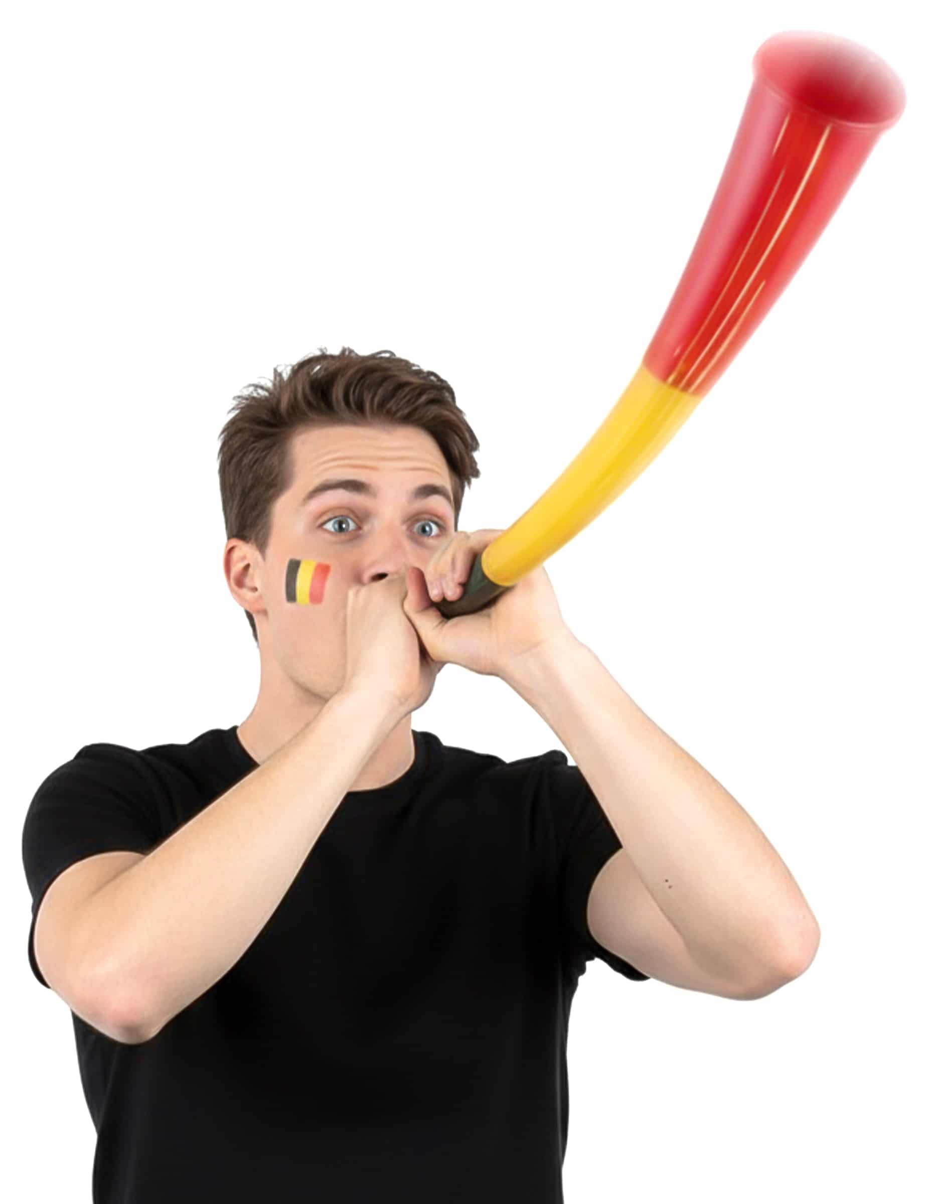 Belgien Fan-Horn Trikolore 56 cm Laute Stadionfanfare in Nationalfarben