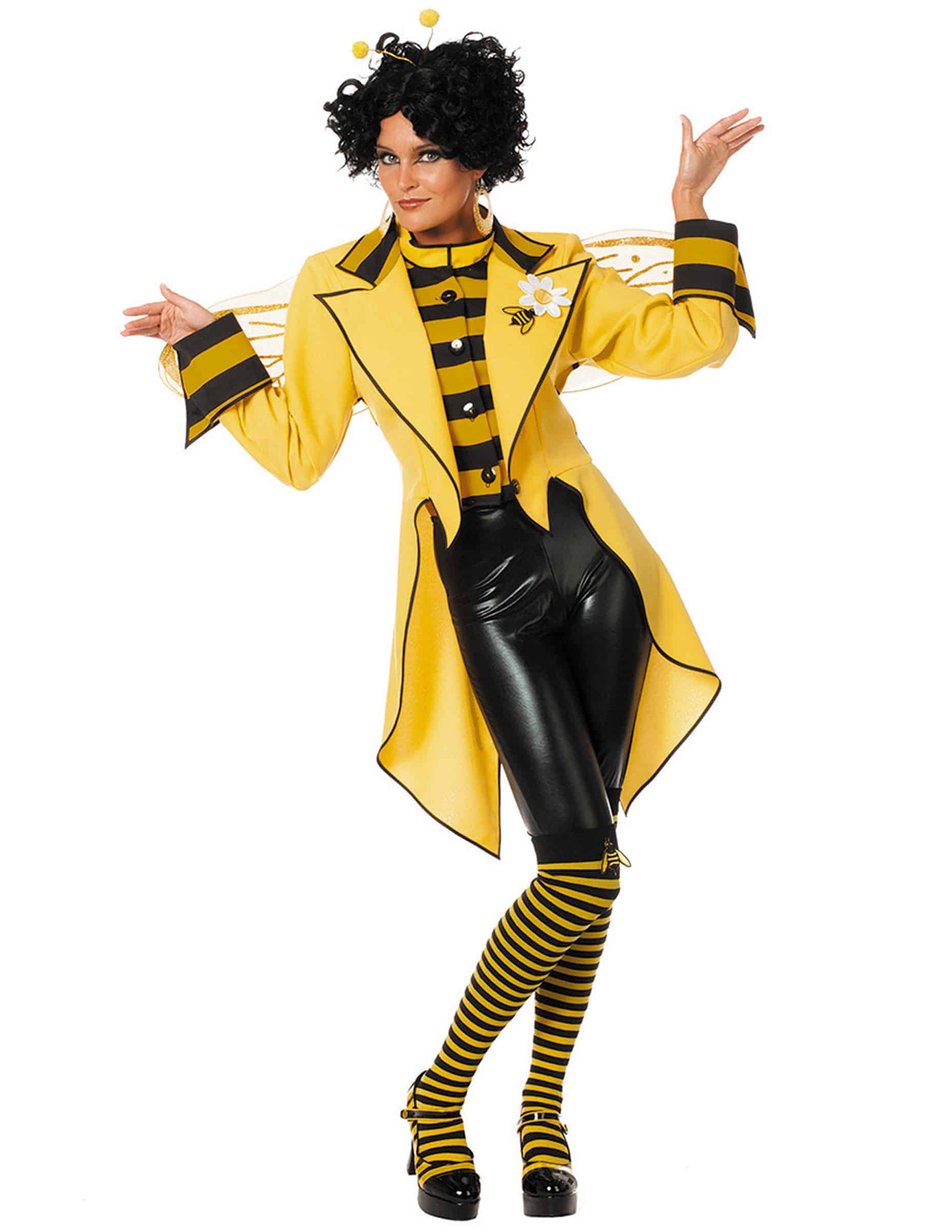 Bienen Frackjacke Damen Gelb Schwarzes Kostüm für Karneval + Party