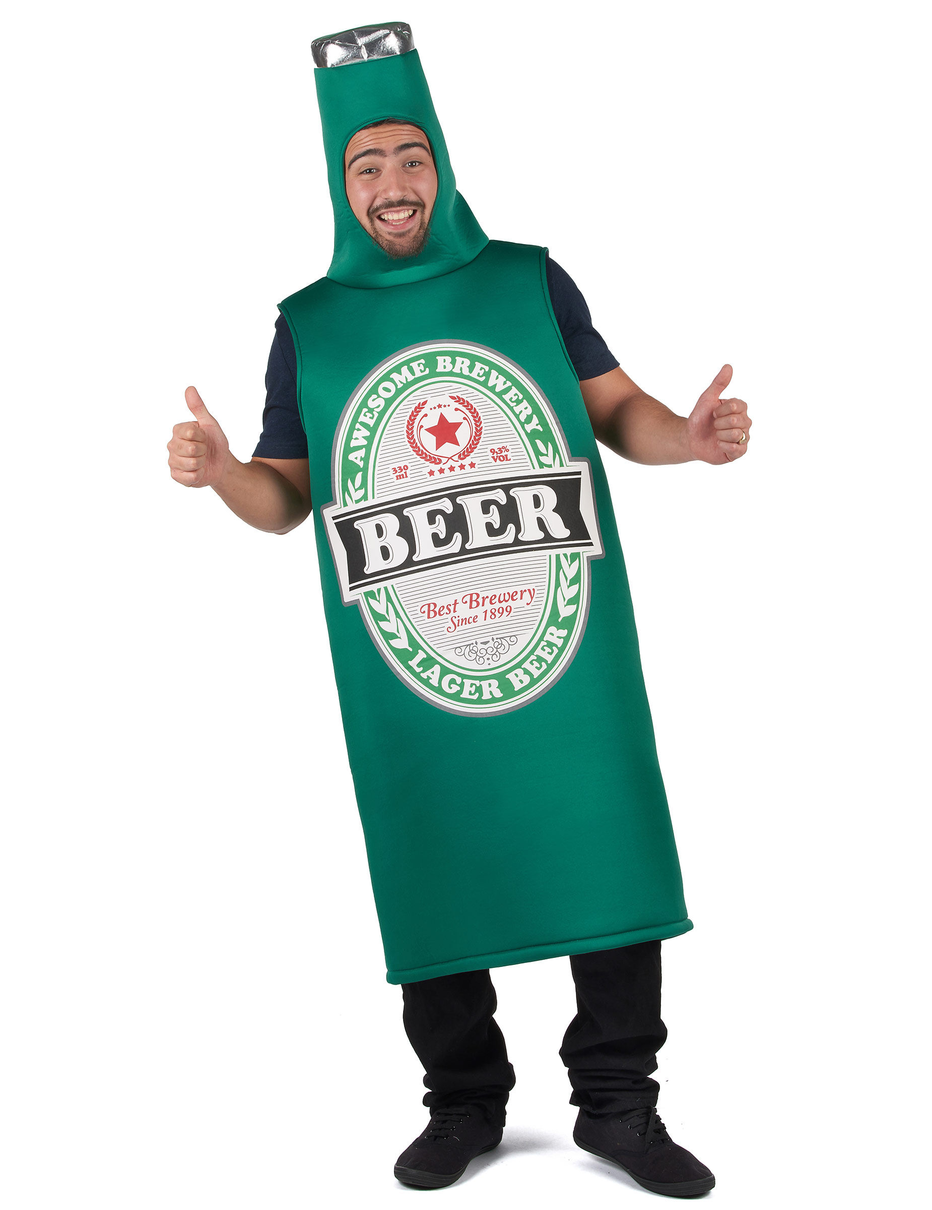 Bier-Kostüm humorvolles Faschingskostüm grün-weiss-schwarz