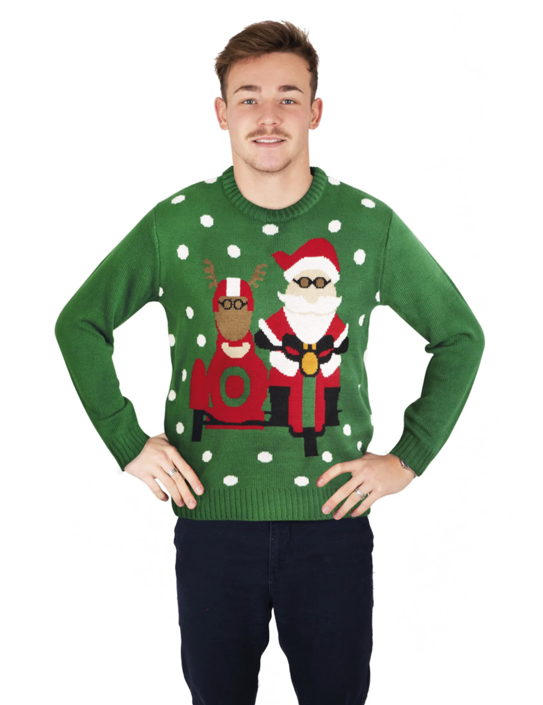 Biker-Weihnachtsmann Herrenpullover bunt