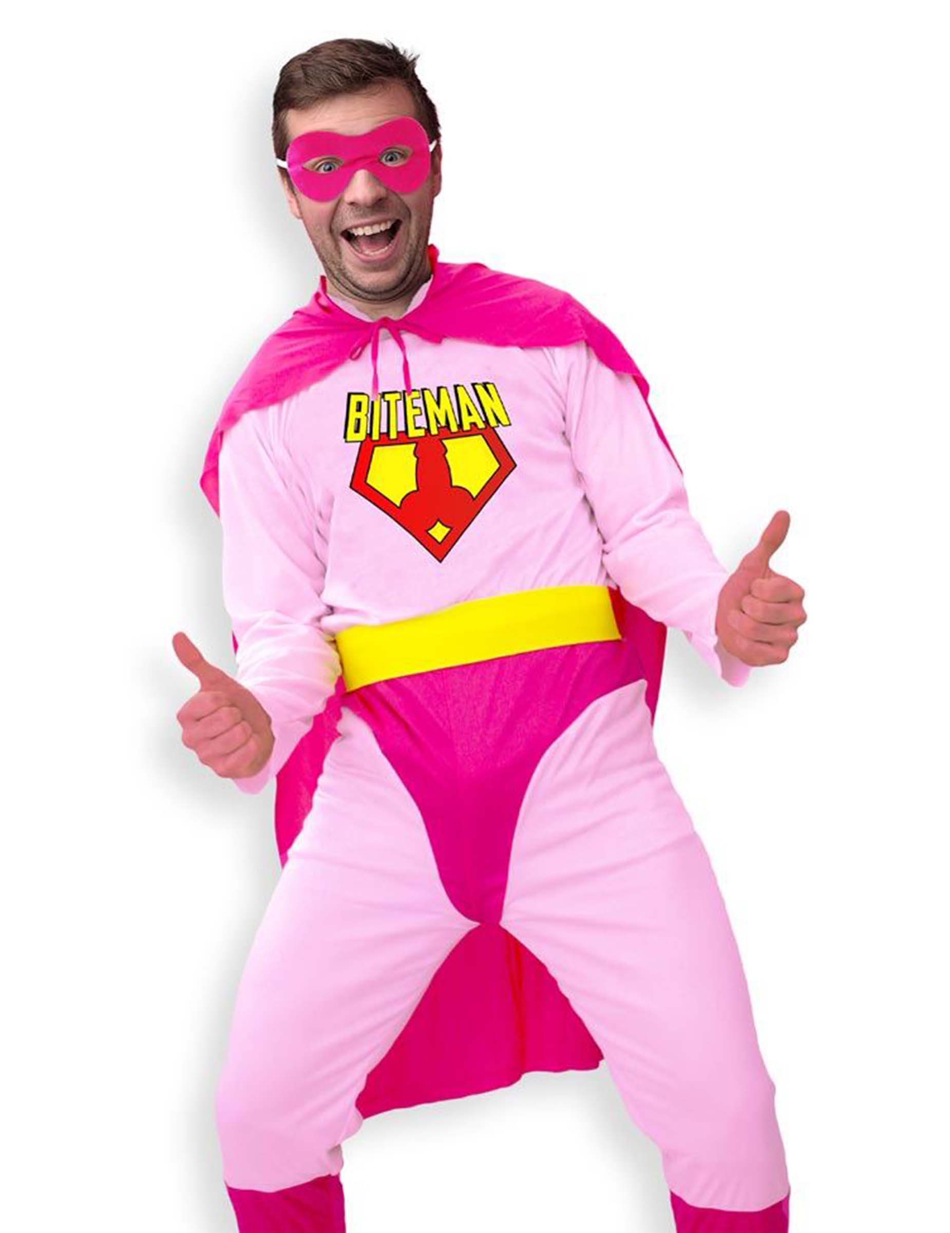 Biteman Herrenkostüm rosa-pink-gelb