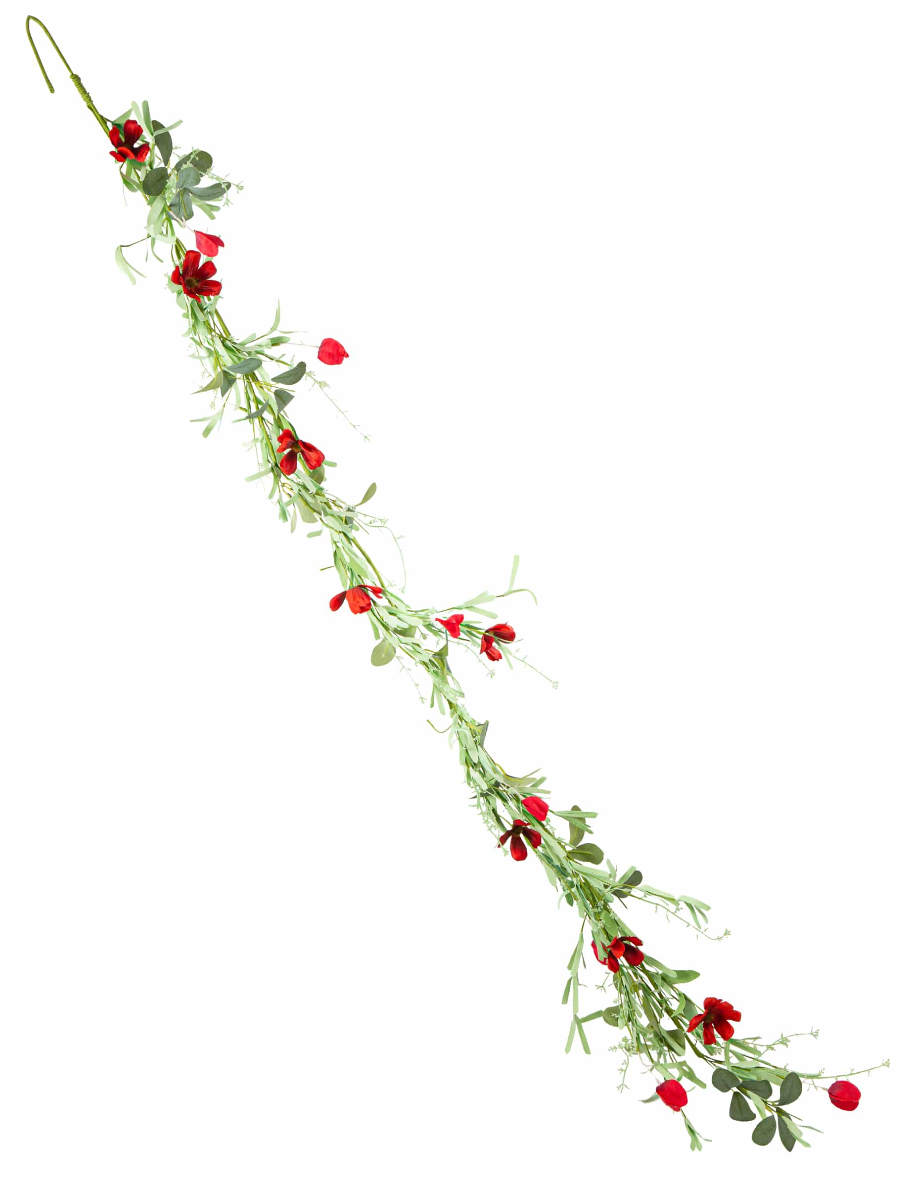 Blättergirlande mit roten Blumen 1