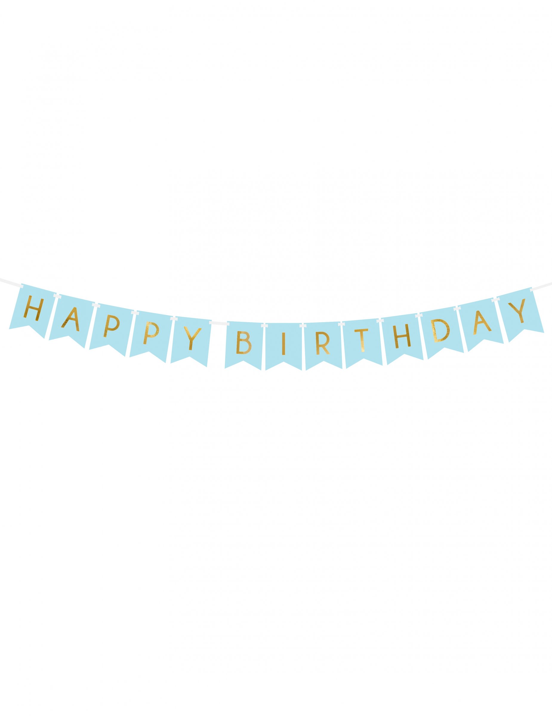 Blaue Happy Birthday Girlande aus Pappe Gold Metallic 15 x 175 cm