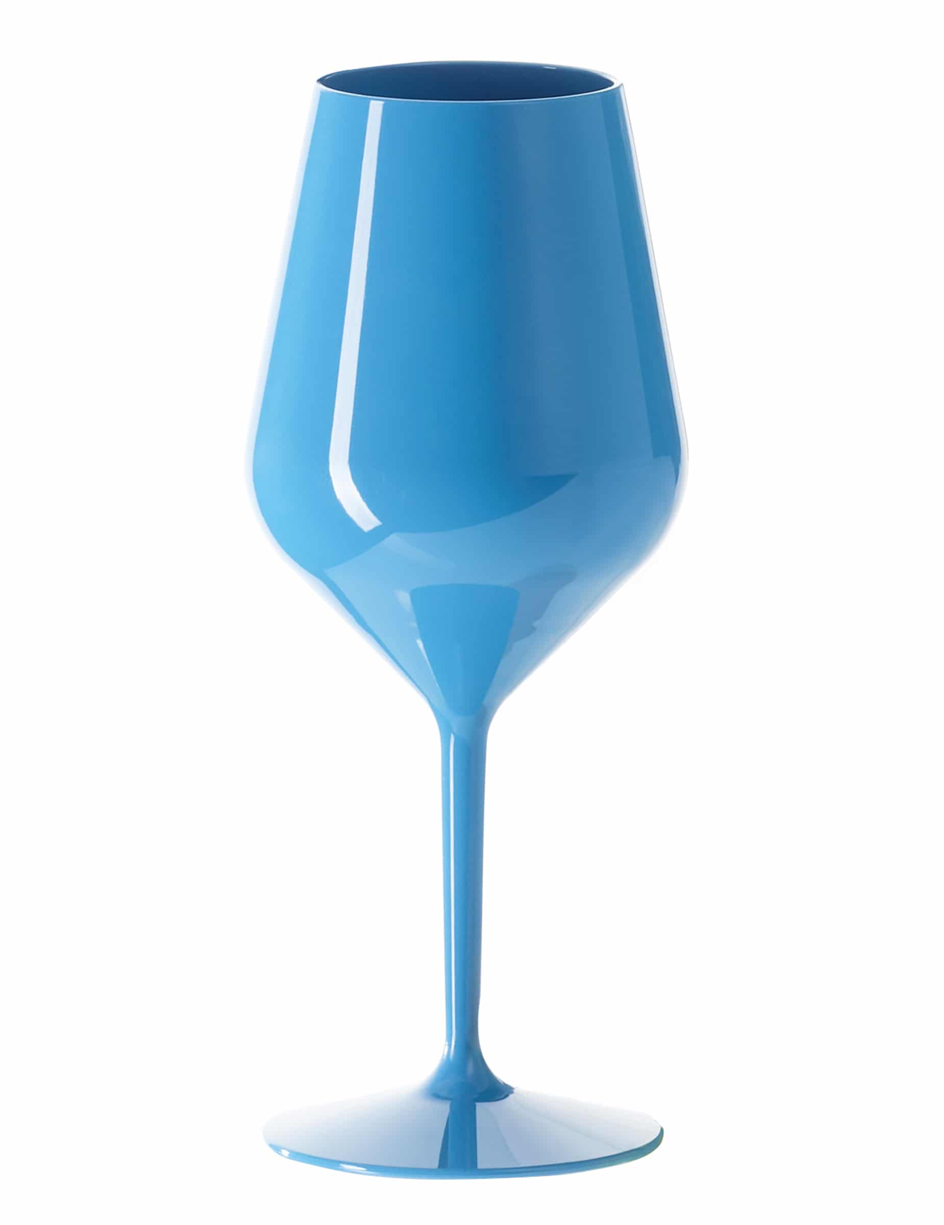 Blauer Kunststoff-Weinglas mit Stiel 47 cl