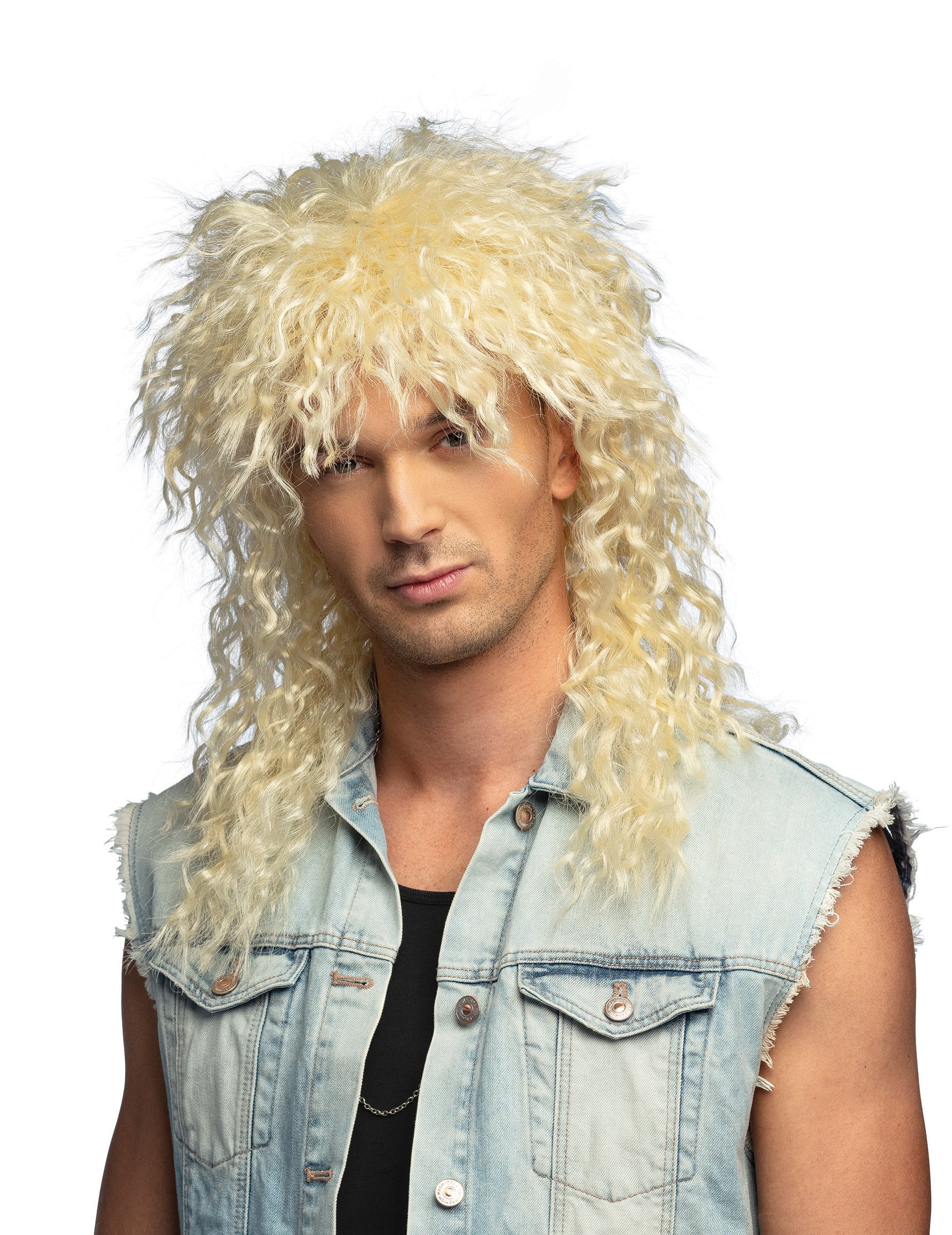 Blonde Rocker Perücke mit Locken Erwachsene