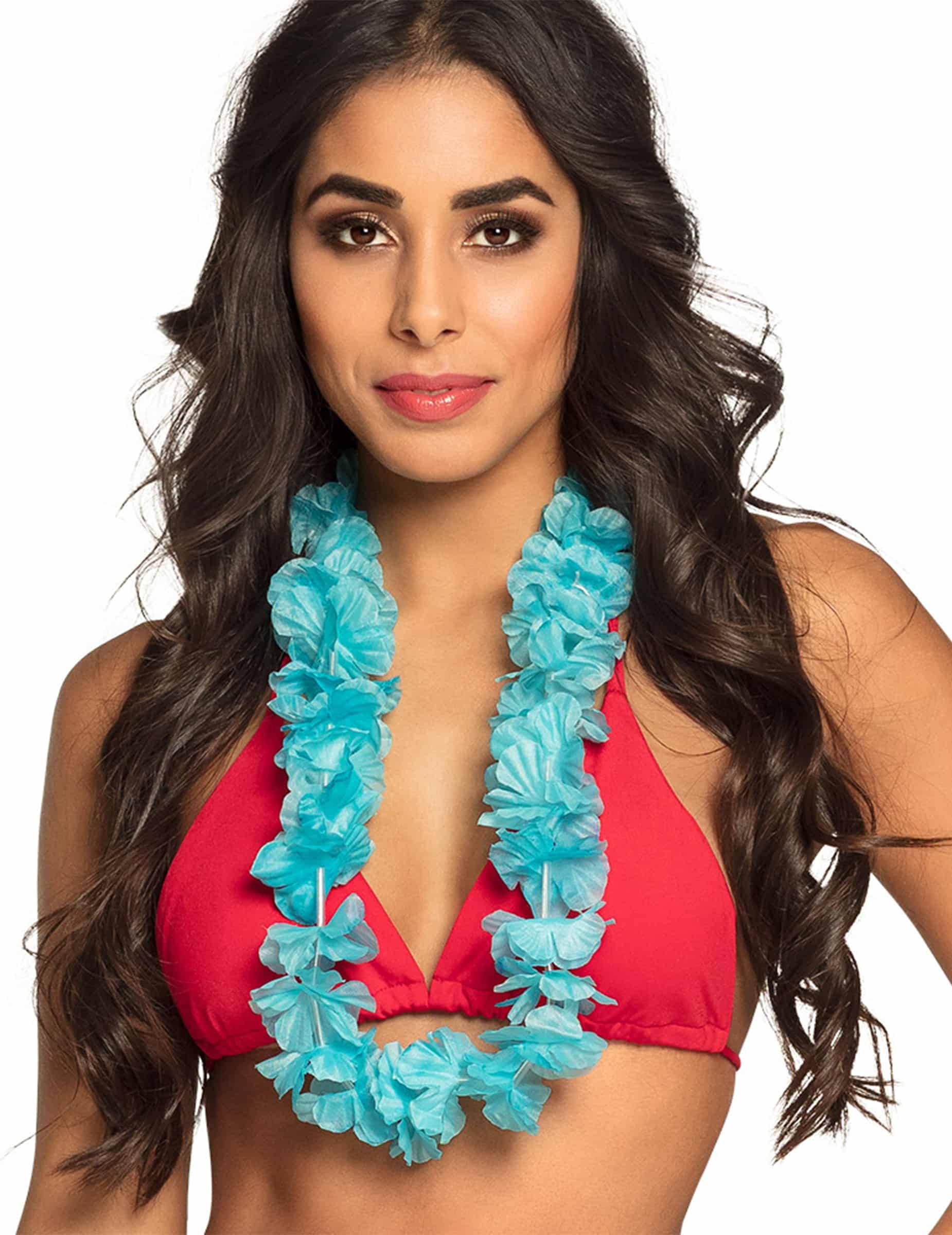 Blumenkette Hawaii Schmuck türkis