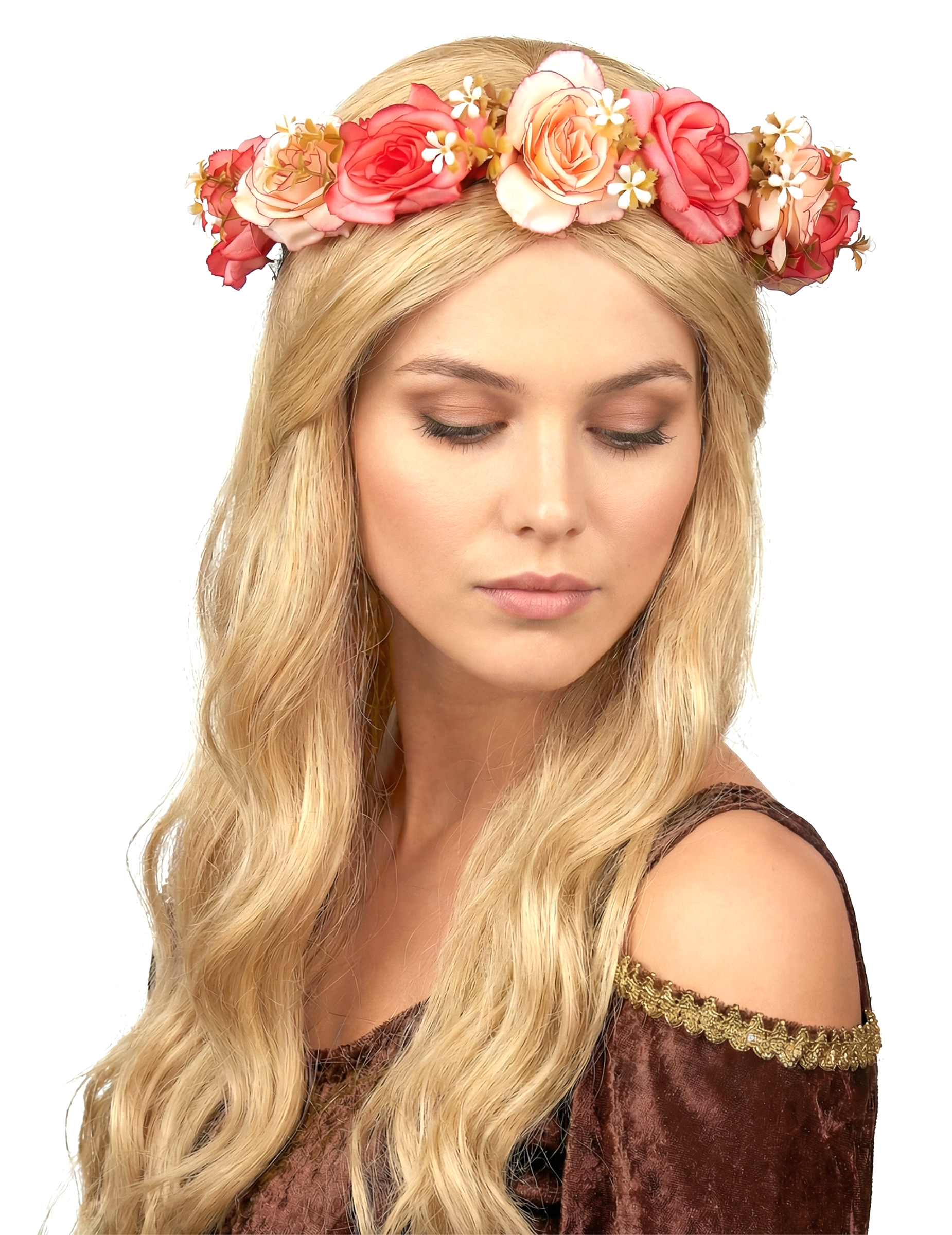 Blumenkrone Hippiekostüm-Accessoire rosa-pink
