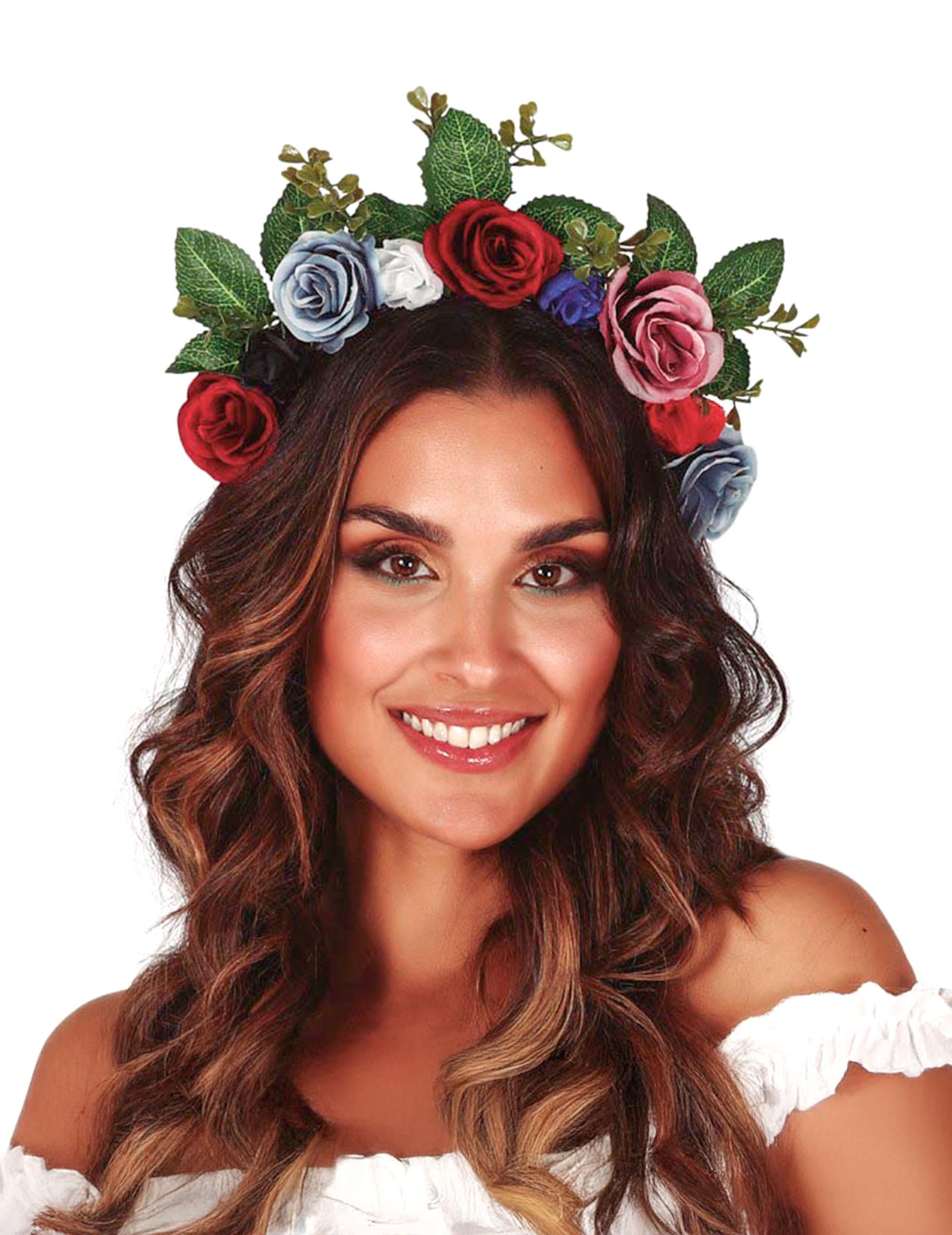Blumenkrone für Damen Faschings-Accessoire bunt