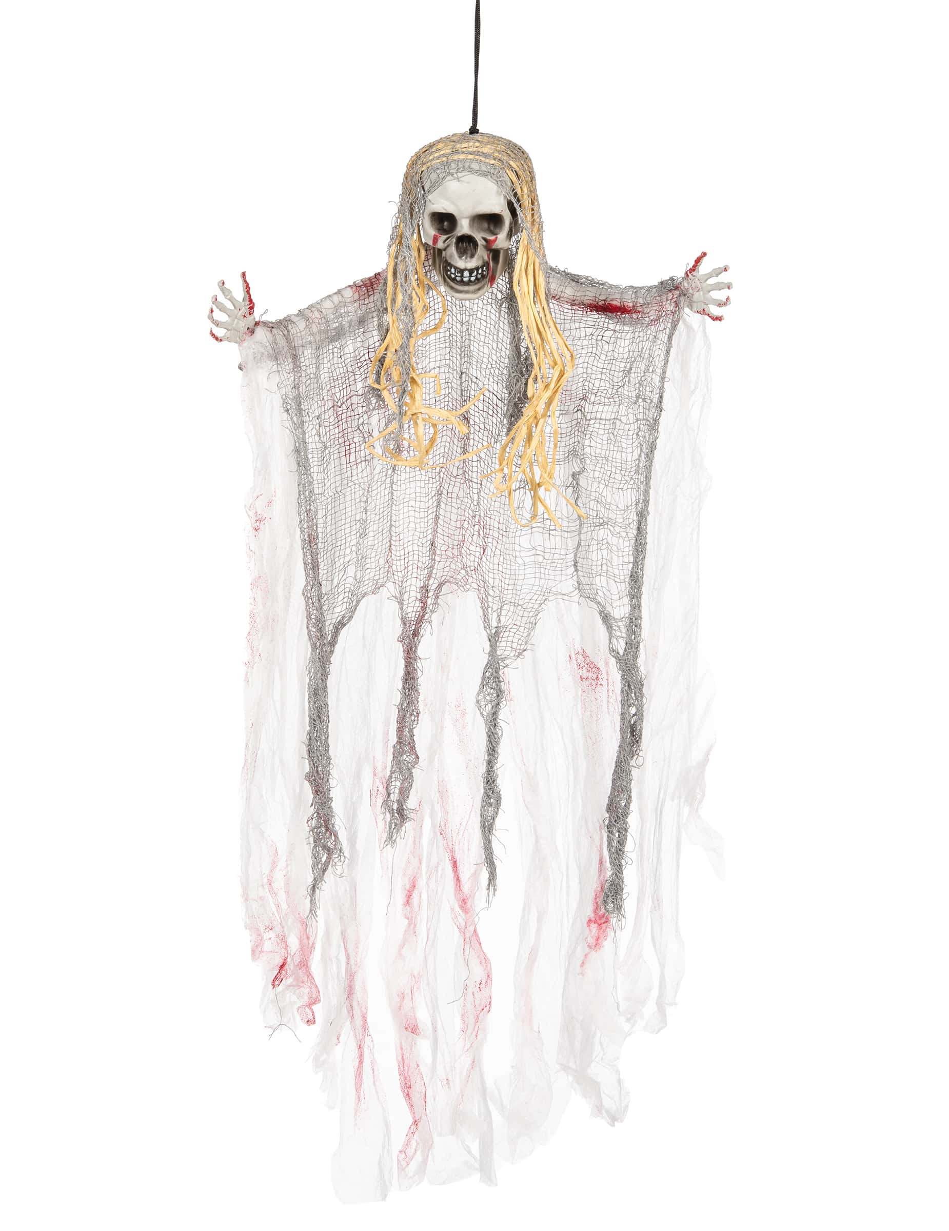 Blutender Geist Halloween-Dekofigur beige-rot 90cm