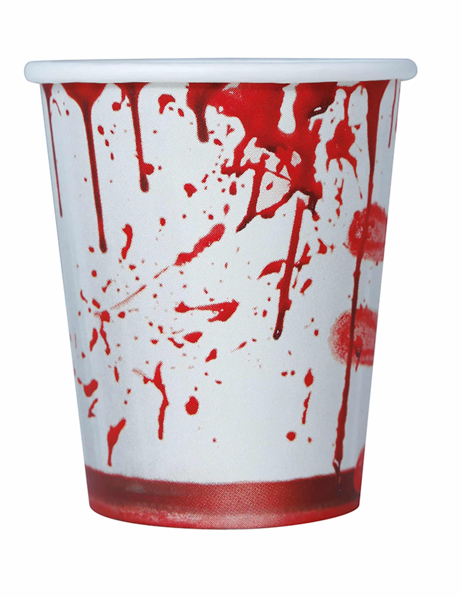 Blutige Becher Horror Pappbecher 6 Stück rot-weiss 266ml