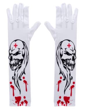 Blutige Zombie-Handschuhe für Erwachsene Weiss