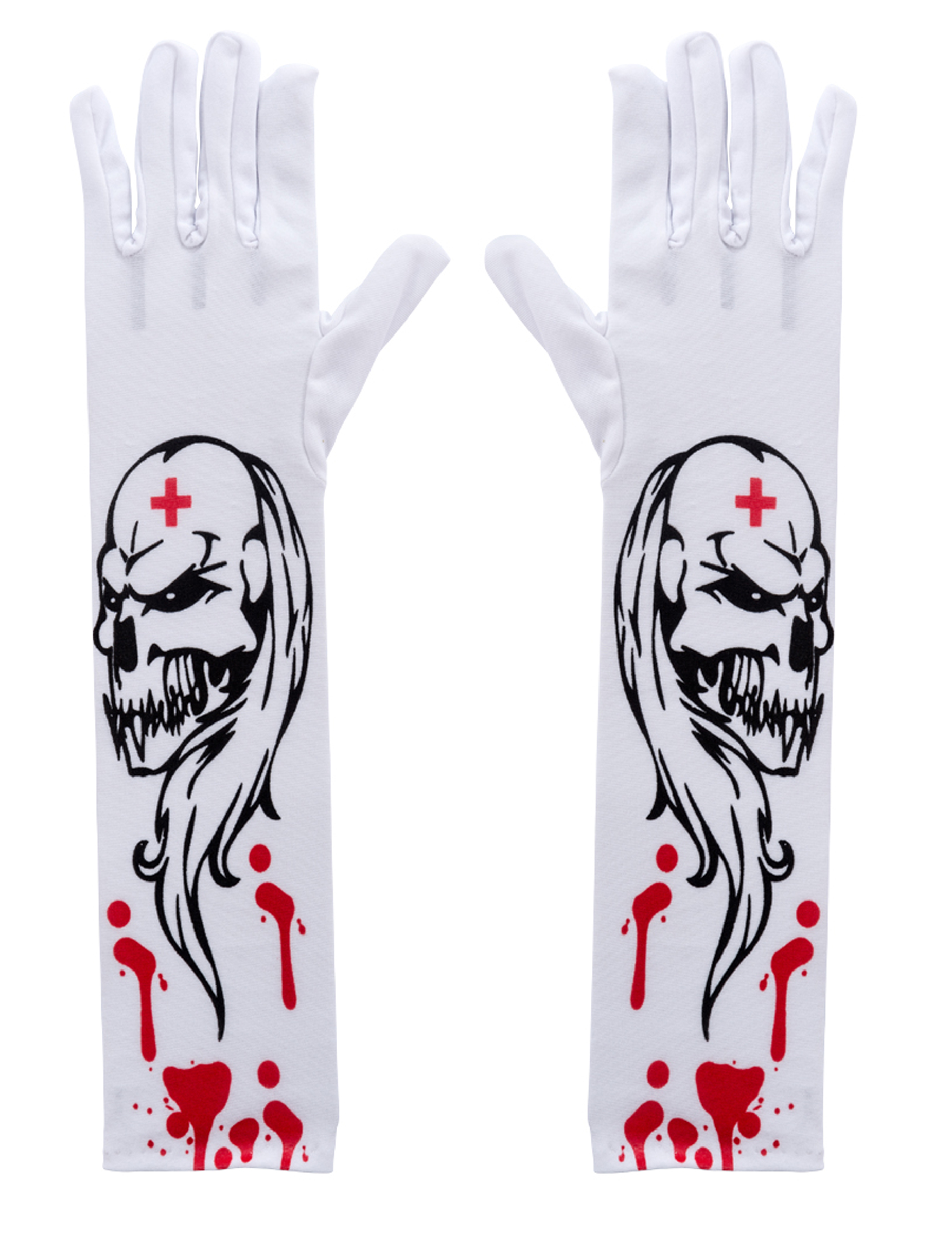 Blutige Zombie-Handschuhe für Erwachsene Weiss