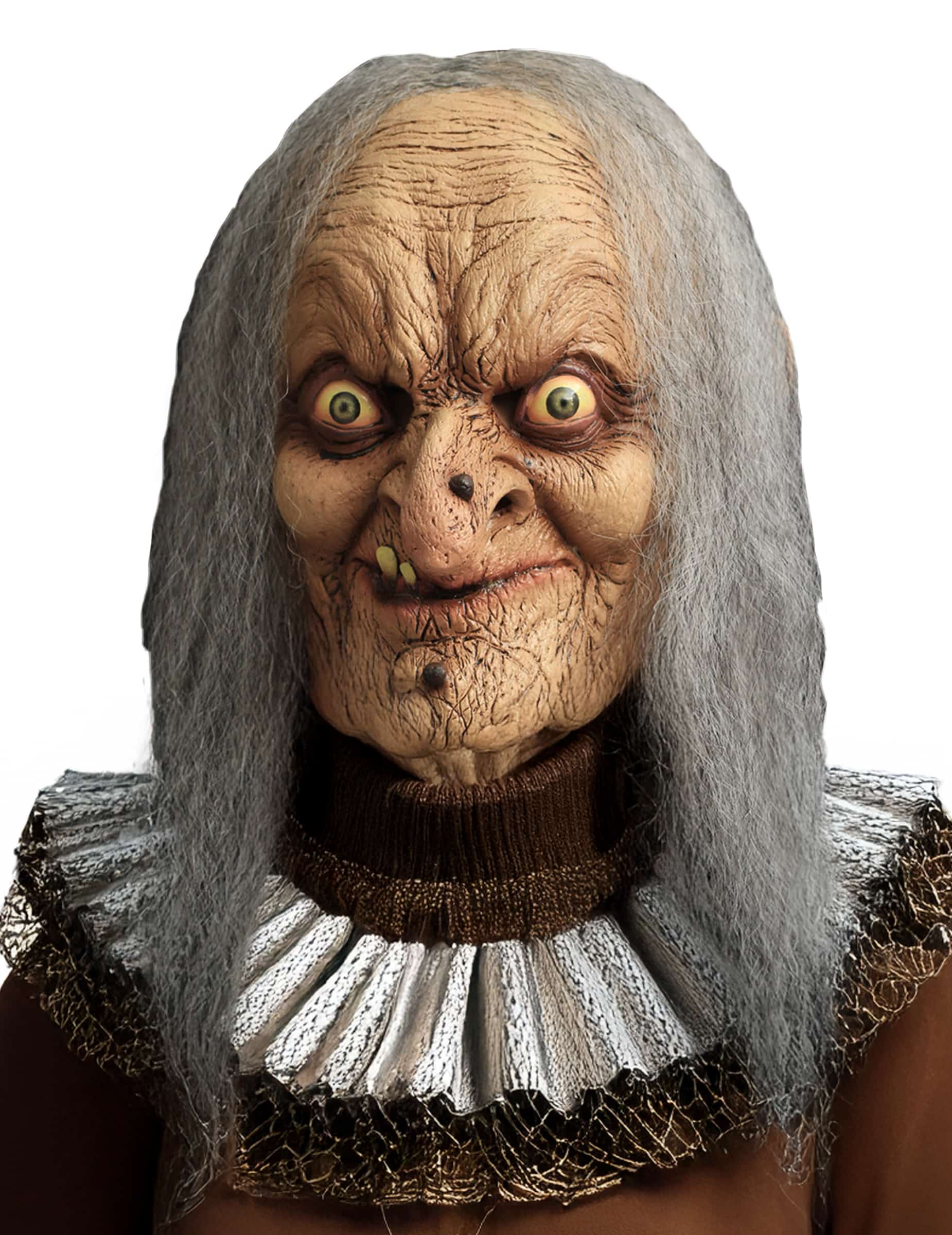 Bösartige Hexe Horror-Maske Zauberin grün-grau