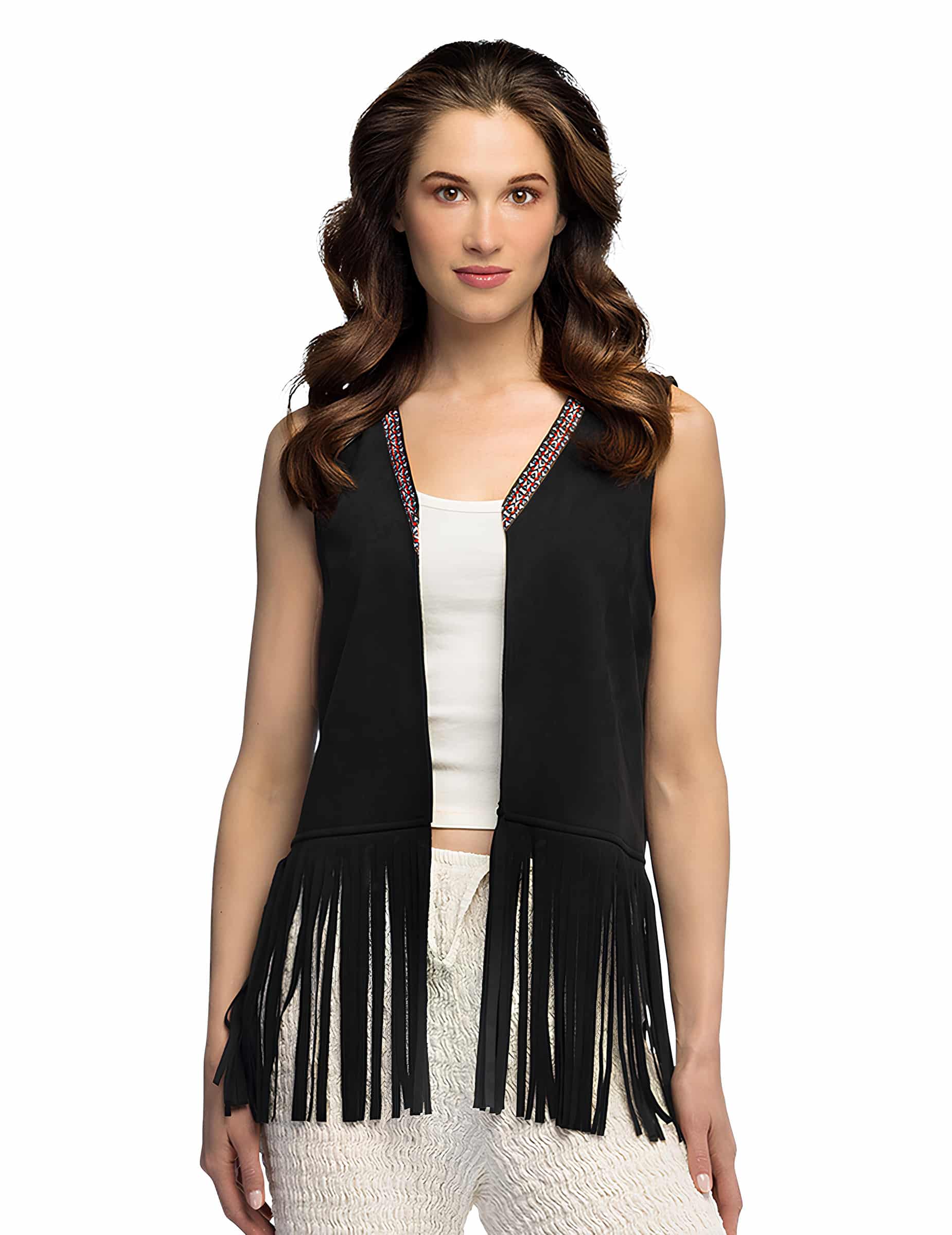 Bohème Fransenweste Damen schwarz