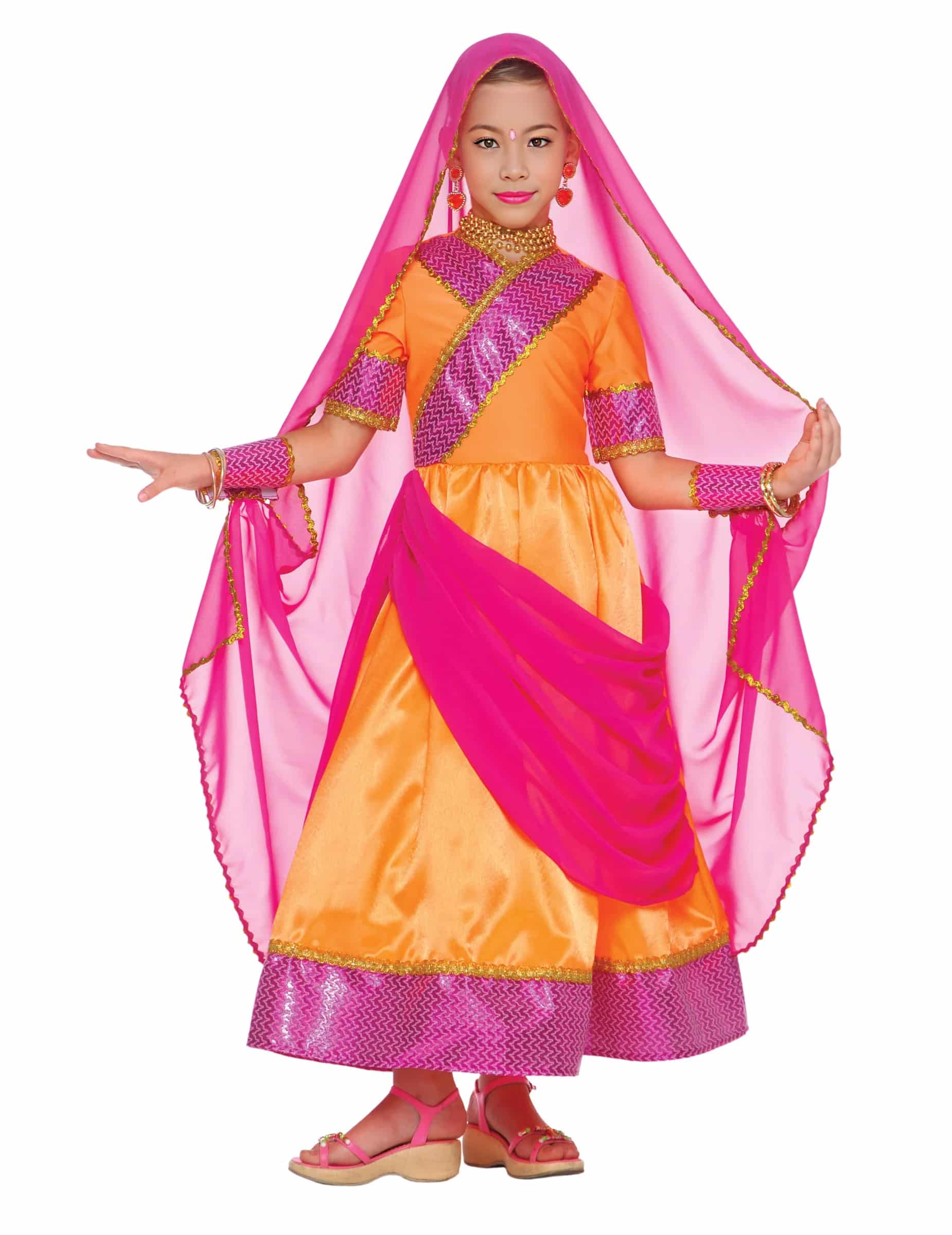 Bollywood Prinzessin Kinderkostüm orange-pink