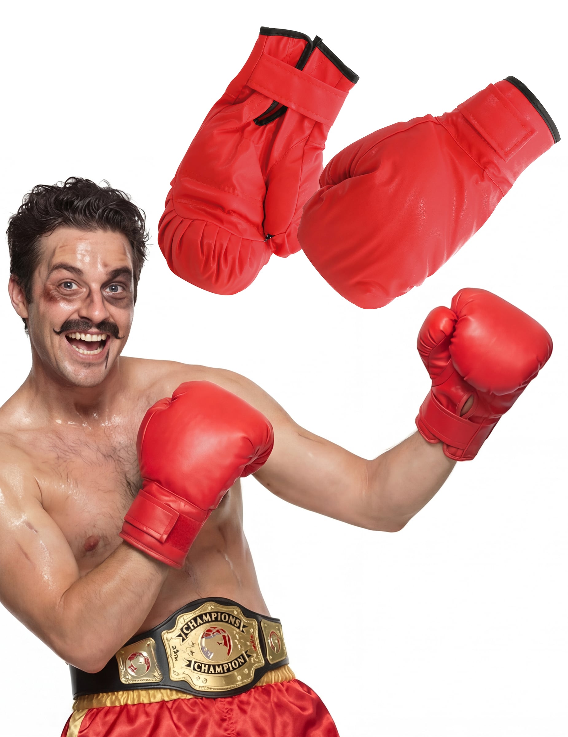 Boxhandschuhe Rot Kostüm für Erwachsene