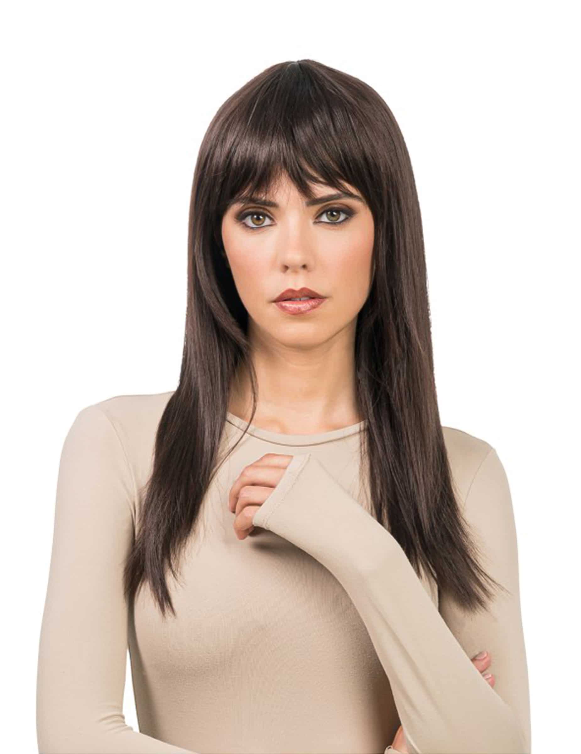 Braune Langhaarperücke für Damen - Hitzebeständig + Luxus