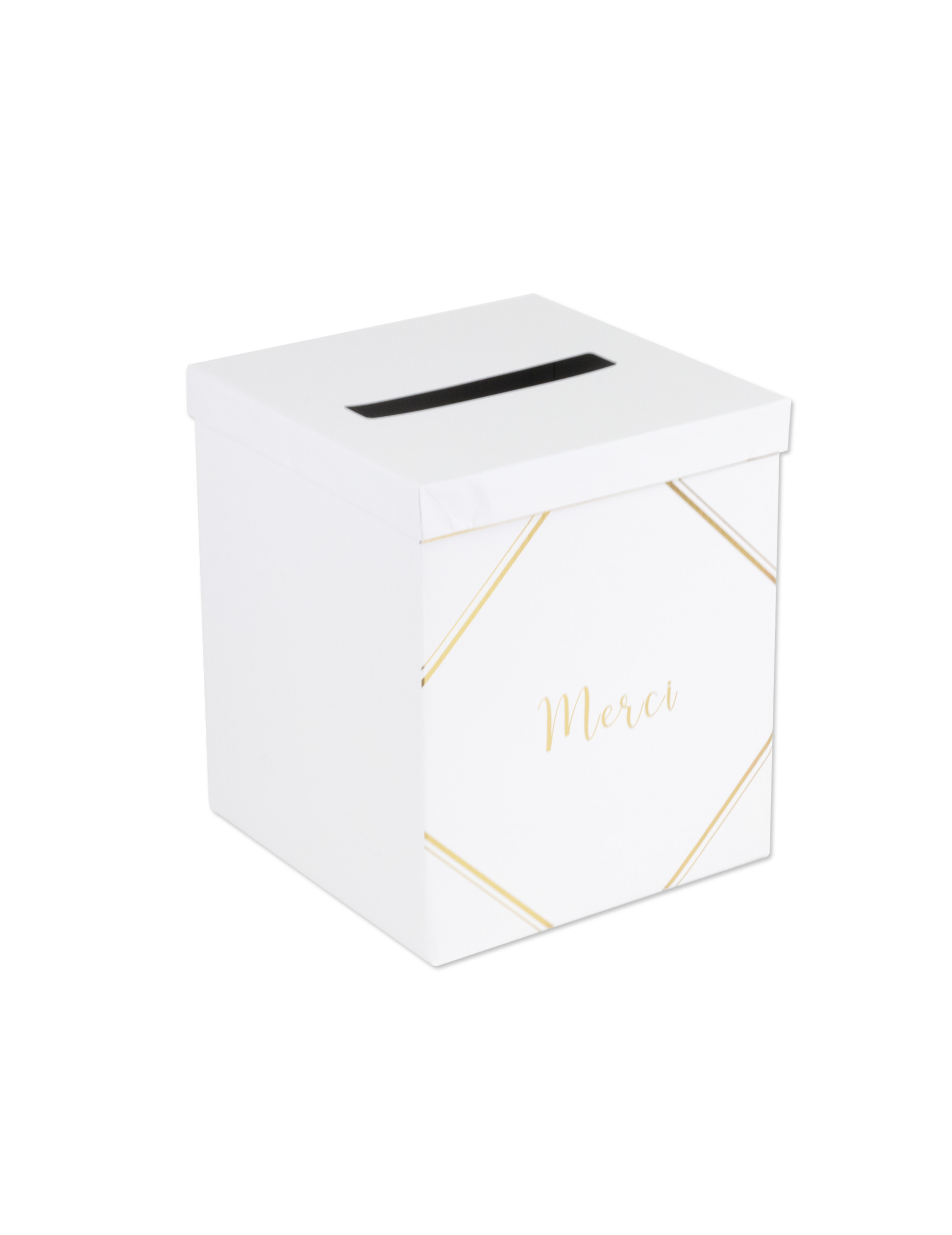 Briefbox Danke Weiß Gold Kartonurne 21 x 25 cm