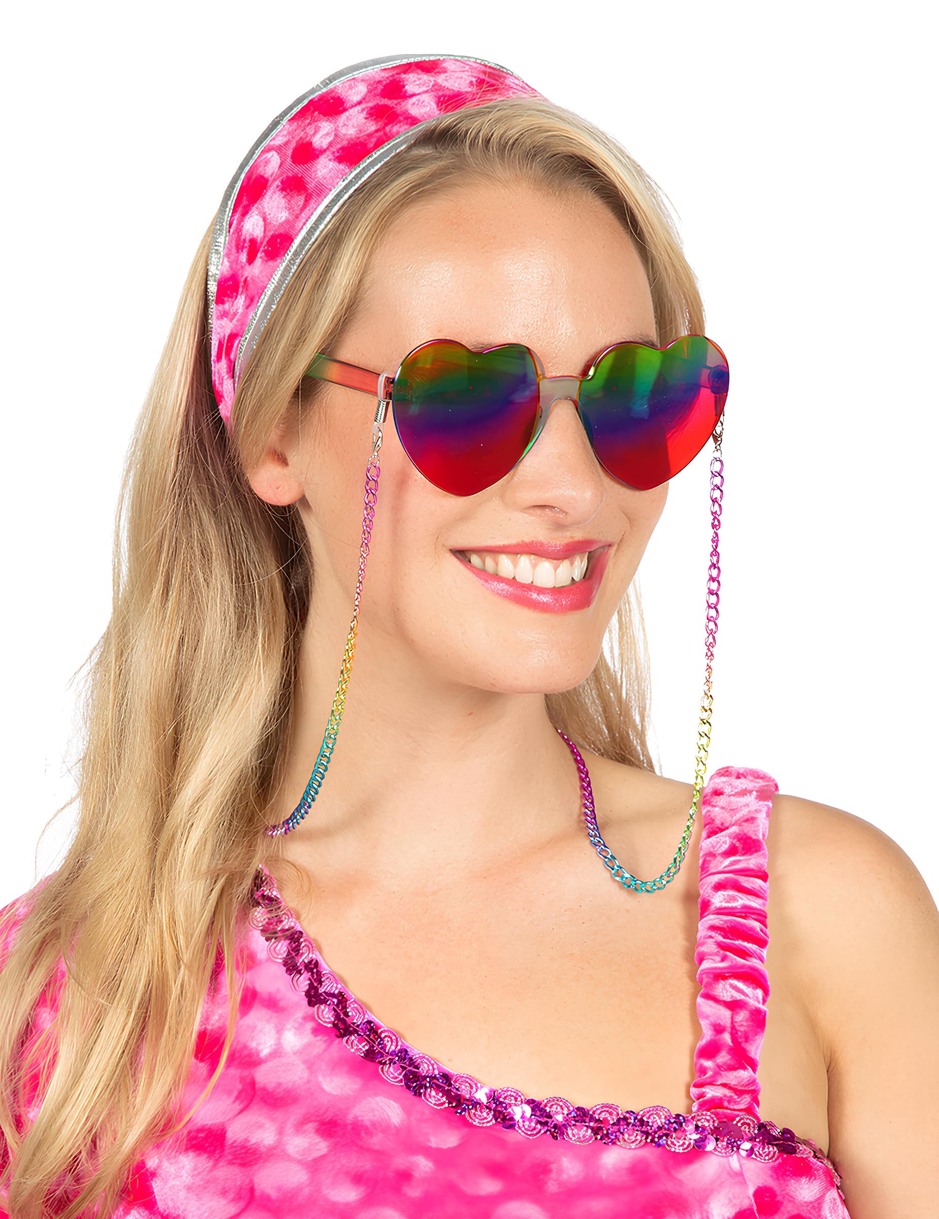 Brille Herz Regenbogen Kette für Erwachsene