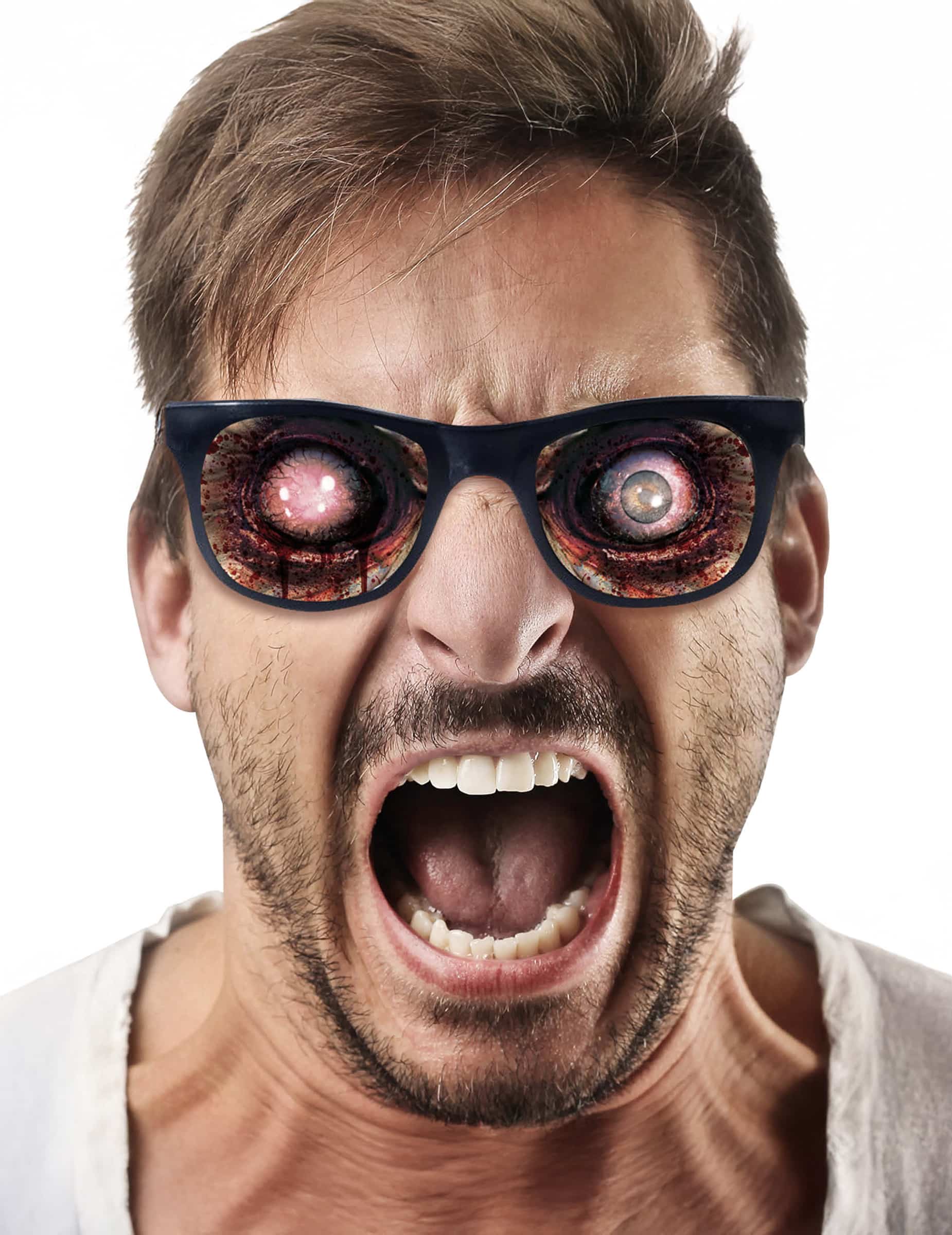 Brille Zombie Augen für Erwachsene Schwarz Halloween
