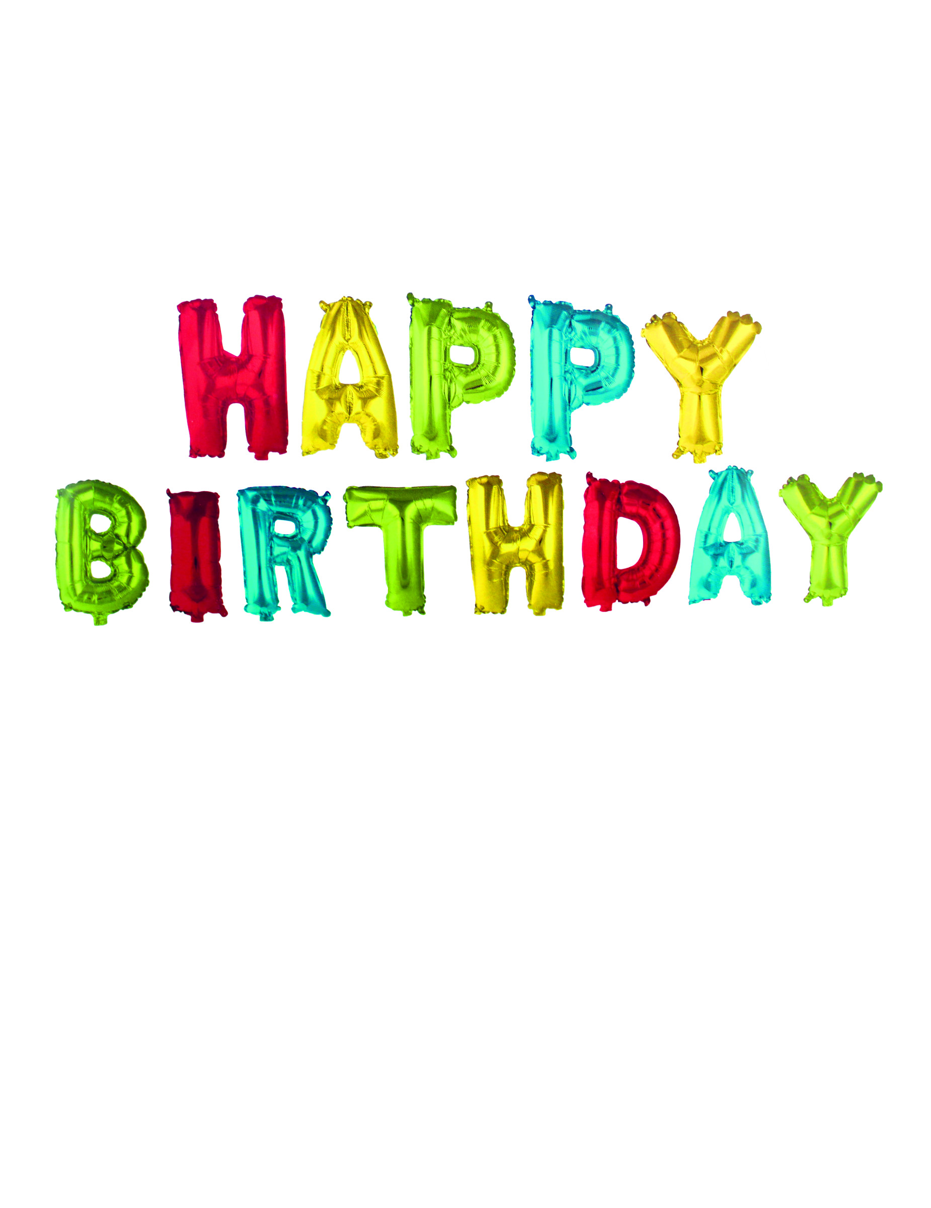 Bunte Happy Birthday Buchstaben-Ballons aus Folie 33 cm