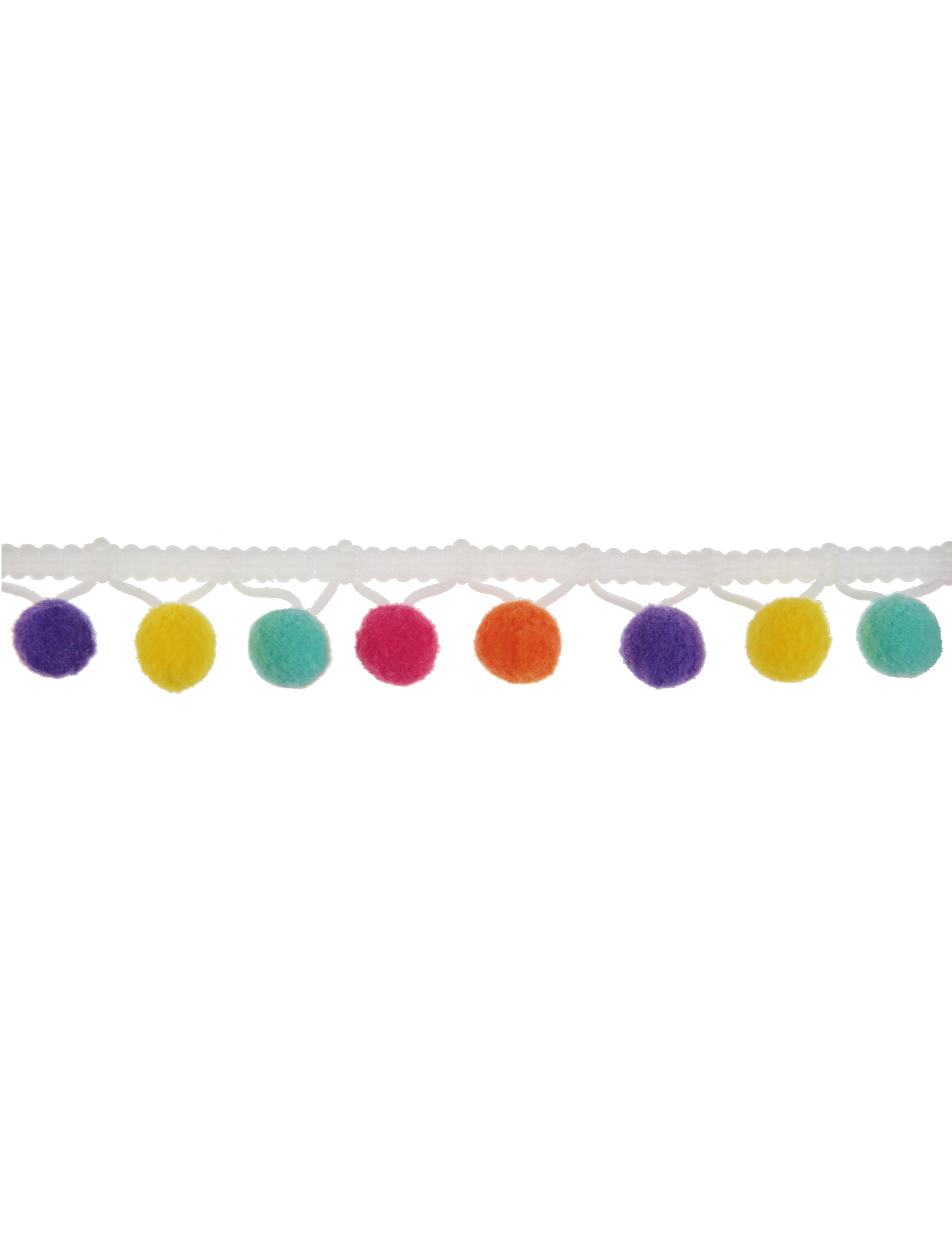 Buntes Bommelband 2m weiß 2cm