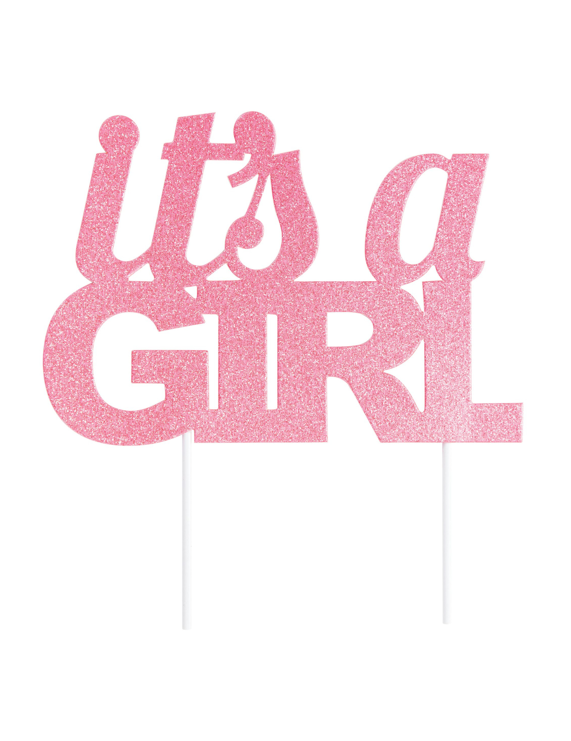 Cake Topper It's a girl 20 cm Rosa Glitzer