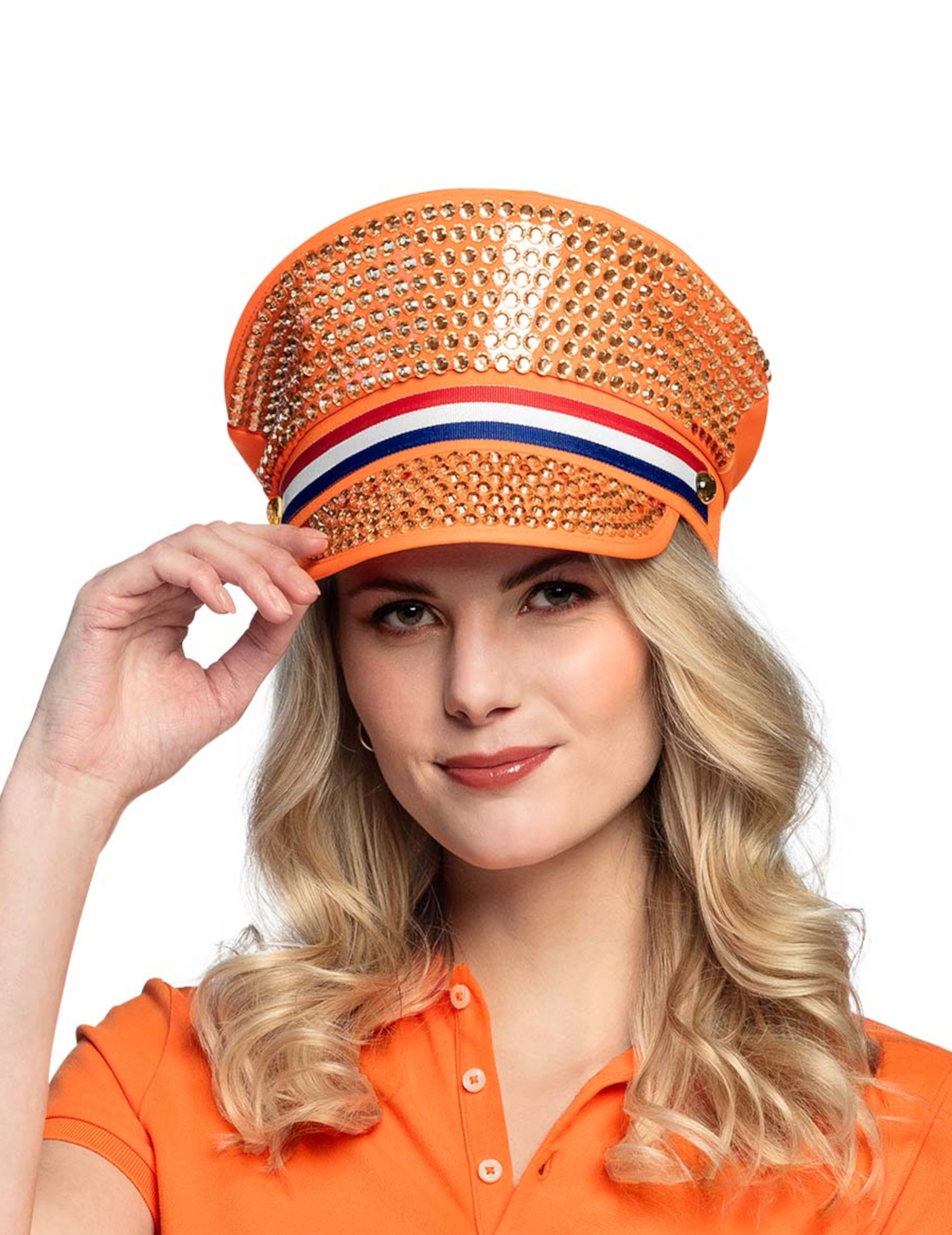 Cap Holland Strass Schirmmütze für Erwachsene orange mit Strass