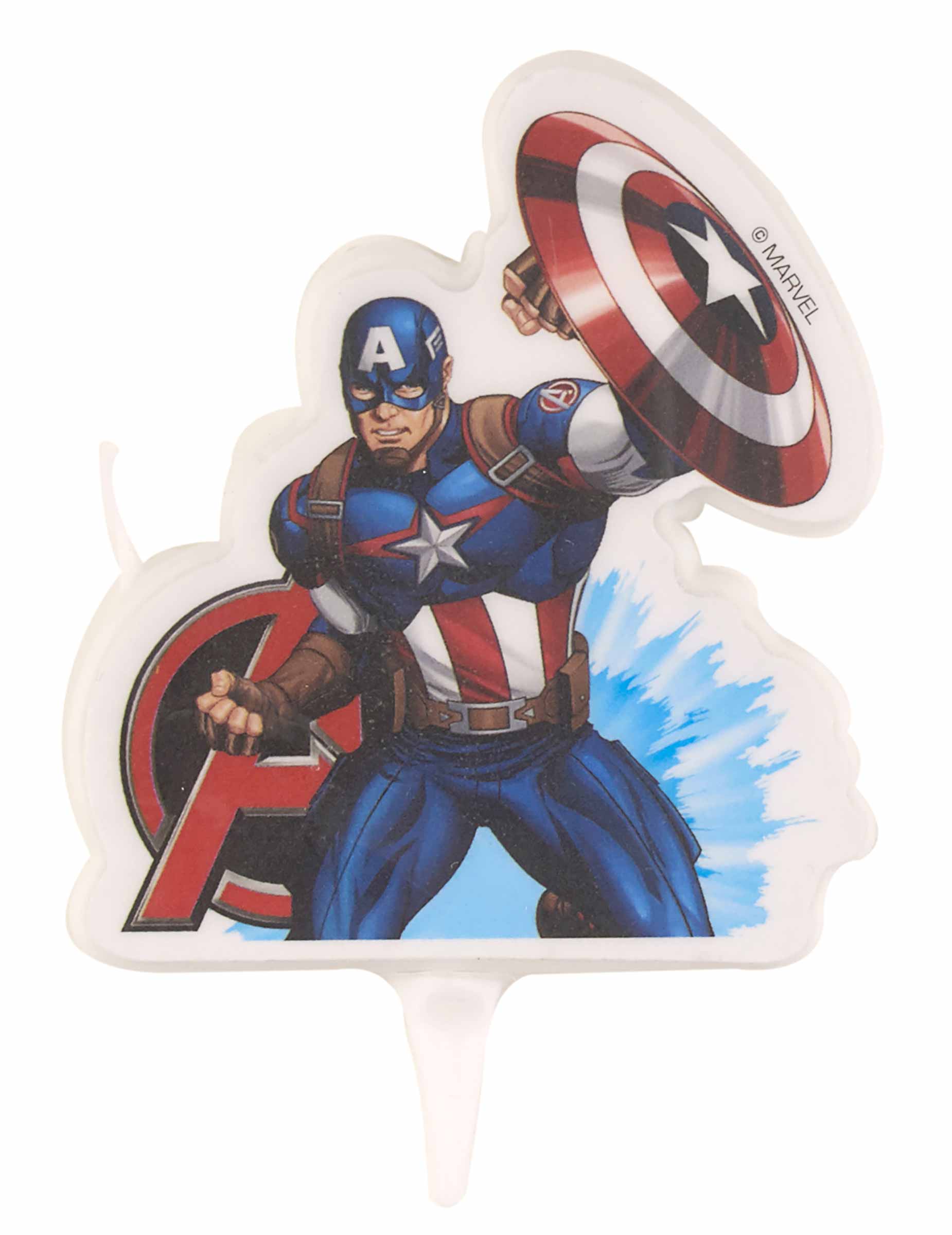 Captain America-Geburtstagskerze Kuchendeko blau-weiss-rot 9