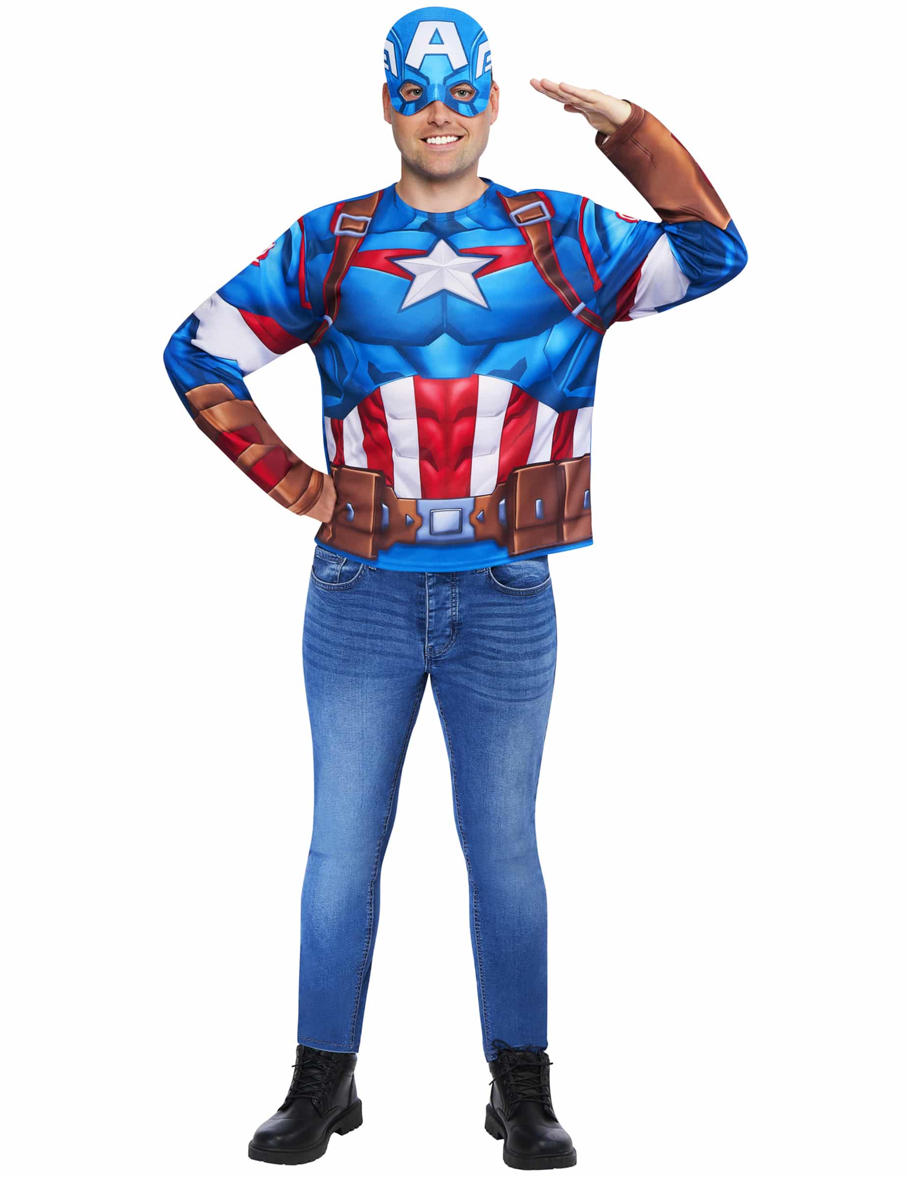 Captain America Set aus Oberteil und Maske für Erwachsene
