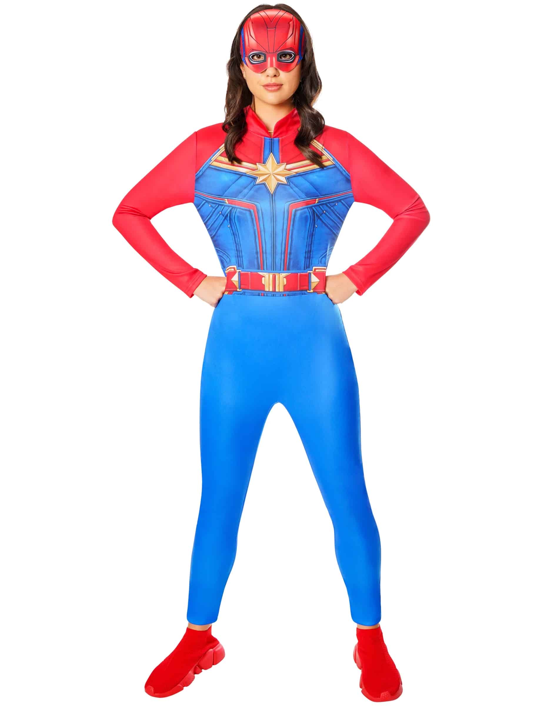 Captain Marvel Damenkostüm in rot und blau