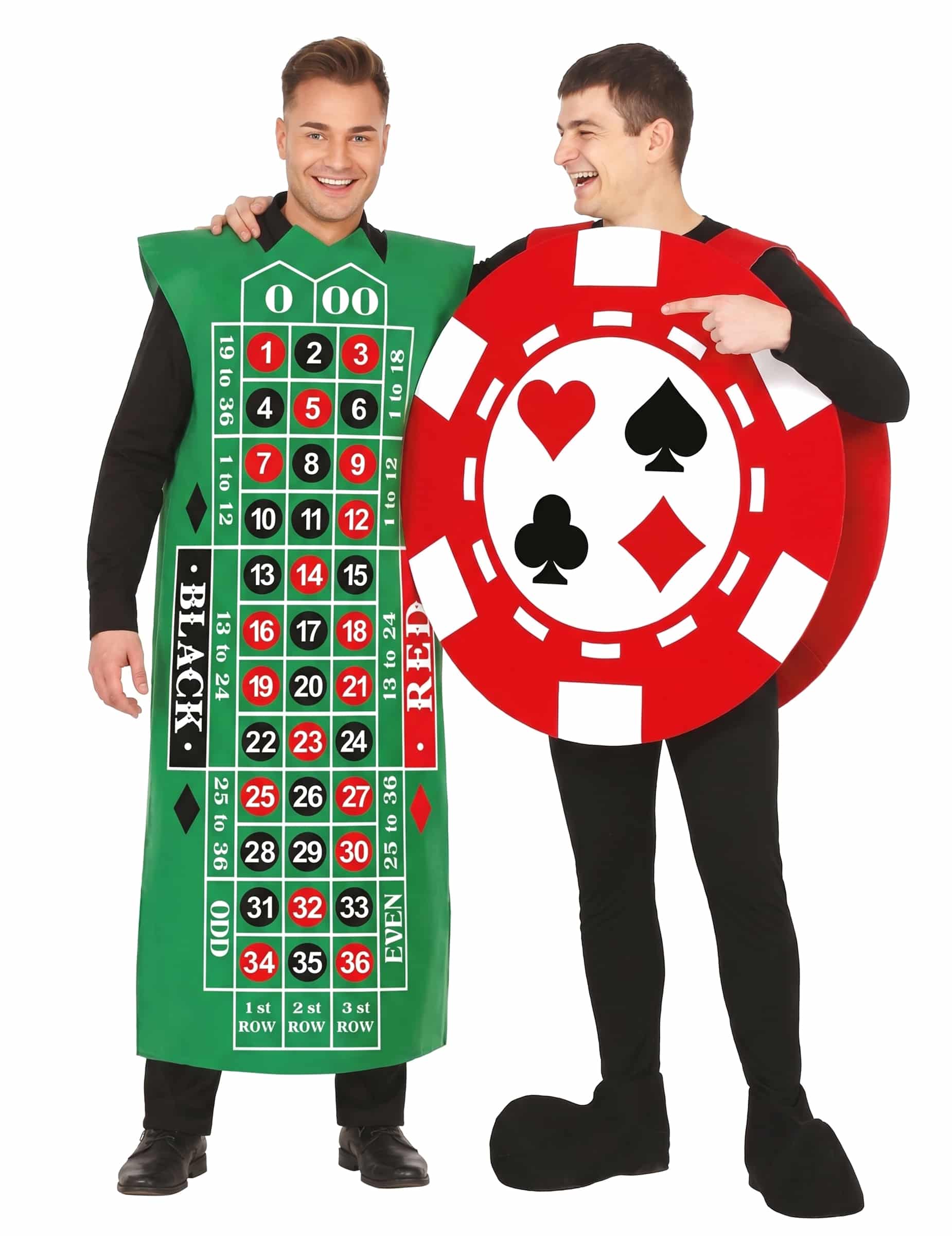 Casino Paarkostüm Erwachsene - Roulette + Pokerchip Kostüm für Mottoparty