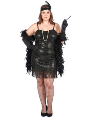 Charleston-Kostüm Plus Size für Damen schwarz
