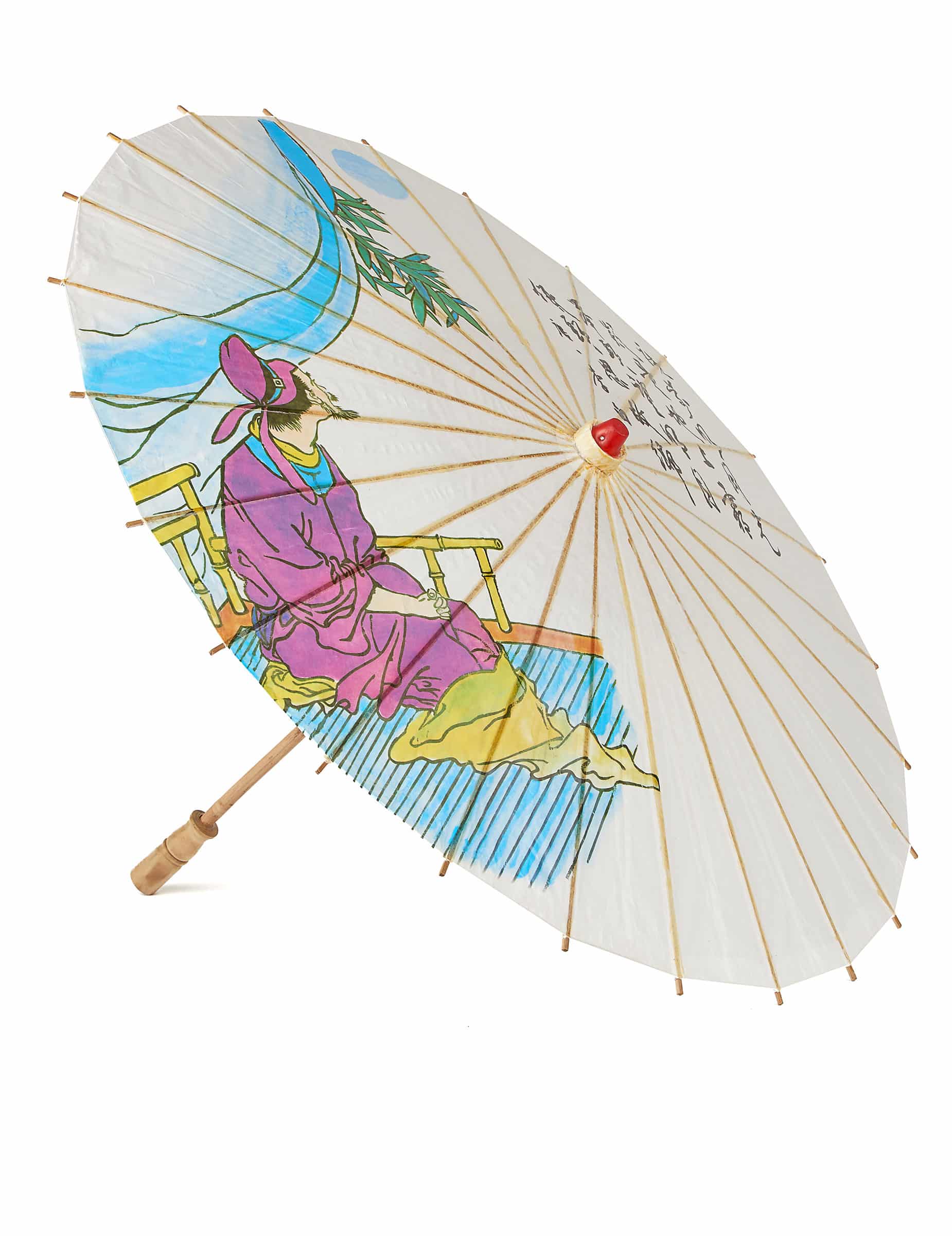 Chinesischer Sonnenschirm weiss-bunt 85cm