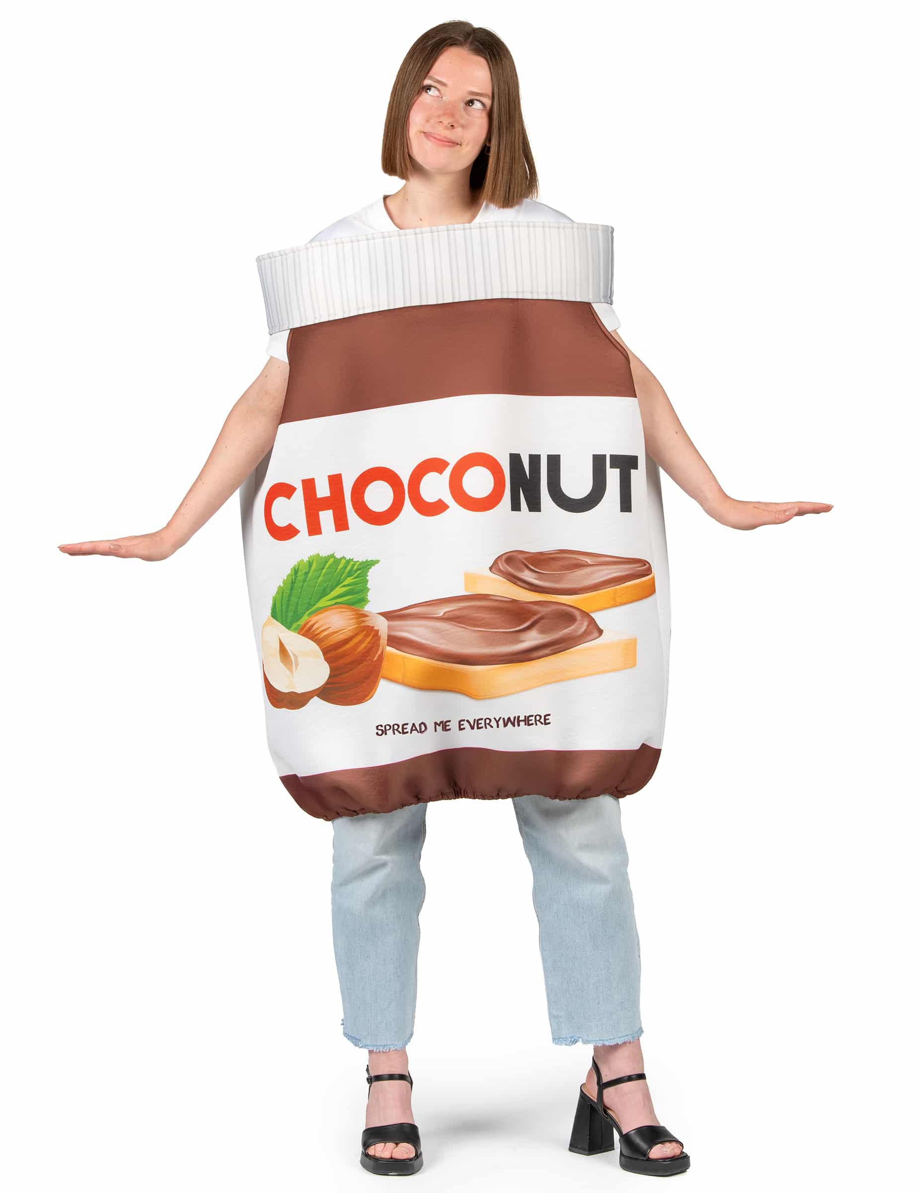 Choconut Kostüm für Erwachsene braun-weiß-orange