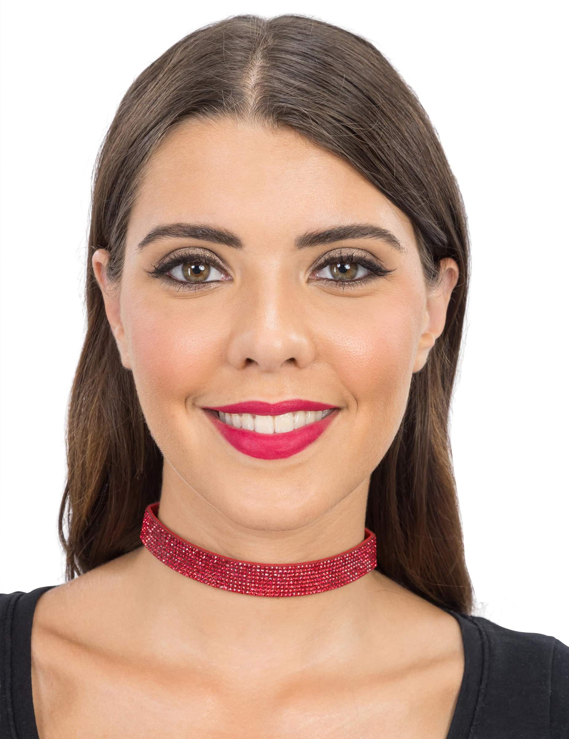 Choker mit roten Strasssteinen für Erwachsene