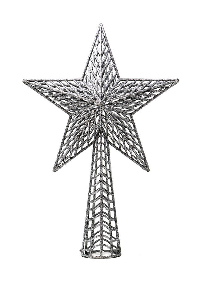 Christbaum-Spitze Glitzerstern silberfarben 27 cm