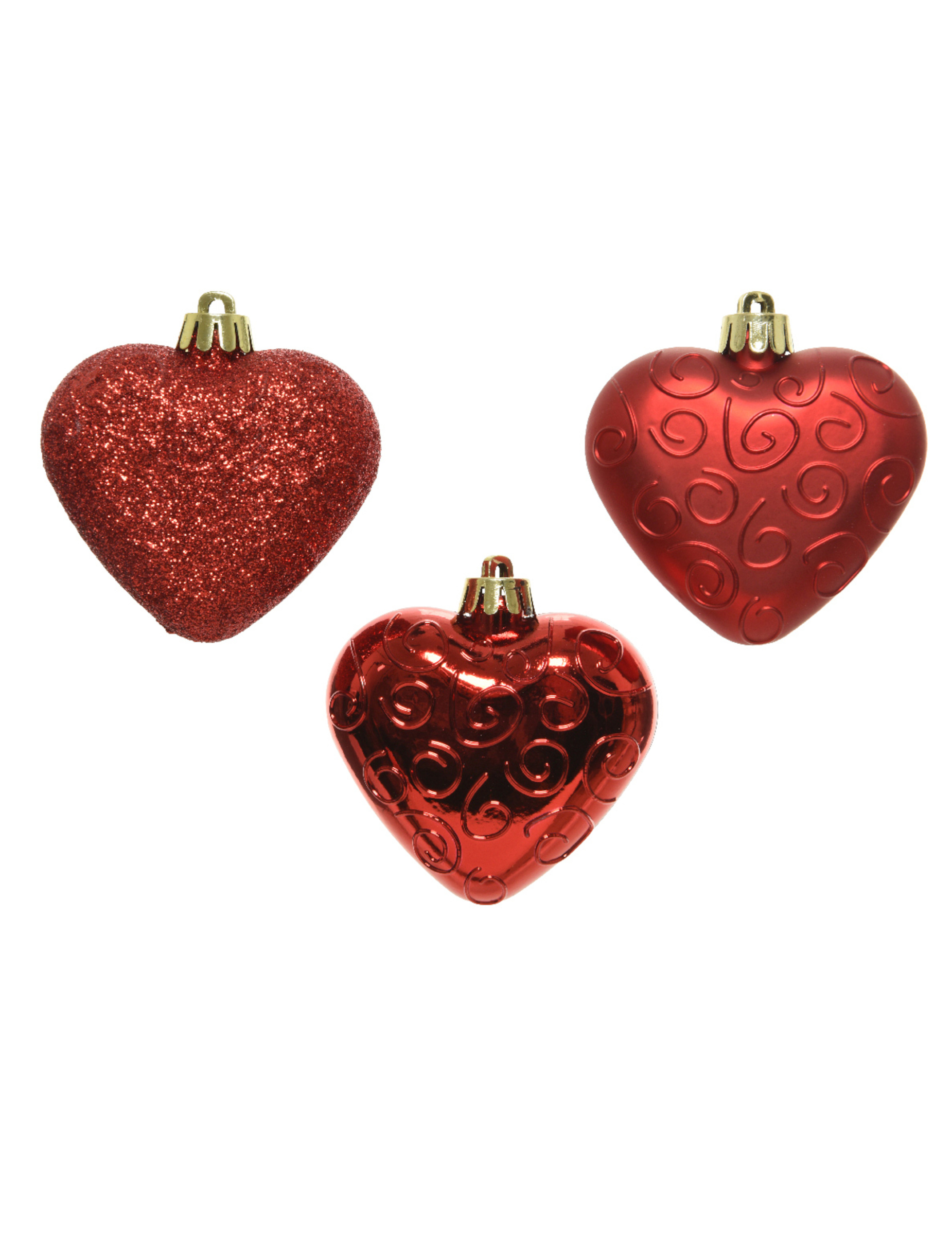 Christbaumschmuck Herzen Weihnachts-Deko 6 Stück rot 7