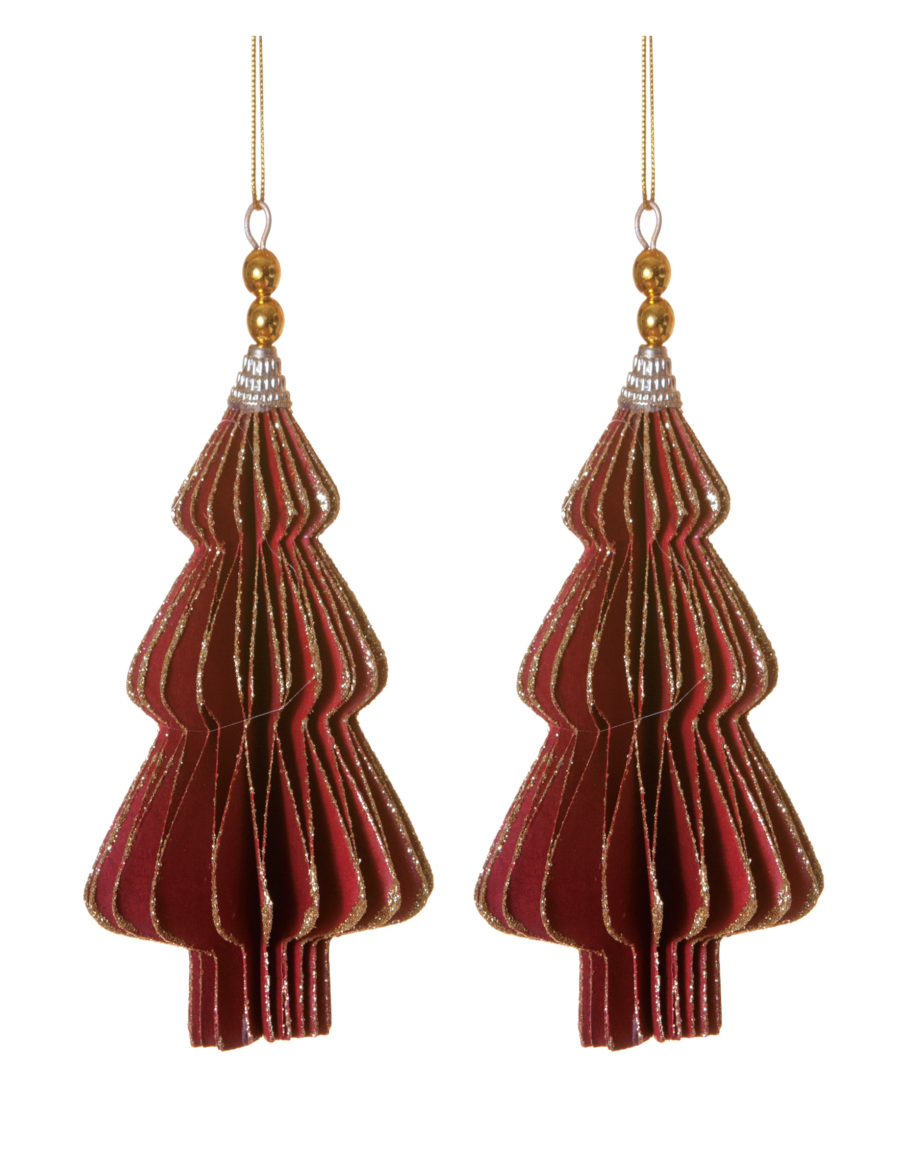 Christbaumschmuck Origami 2 Stück rot-gold 13 cm